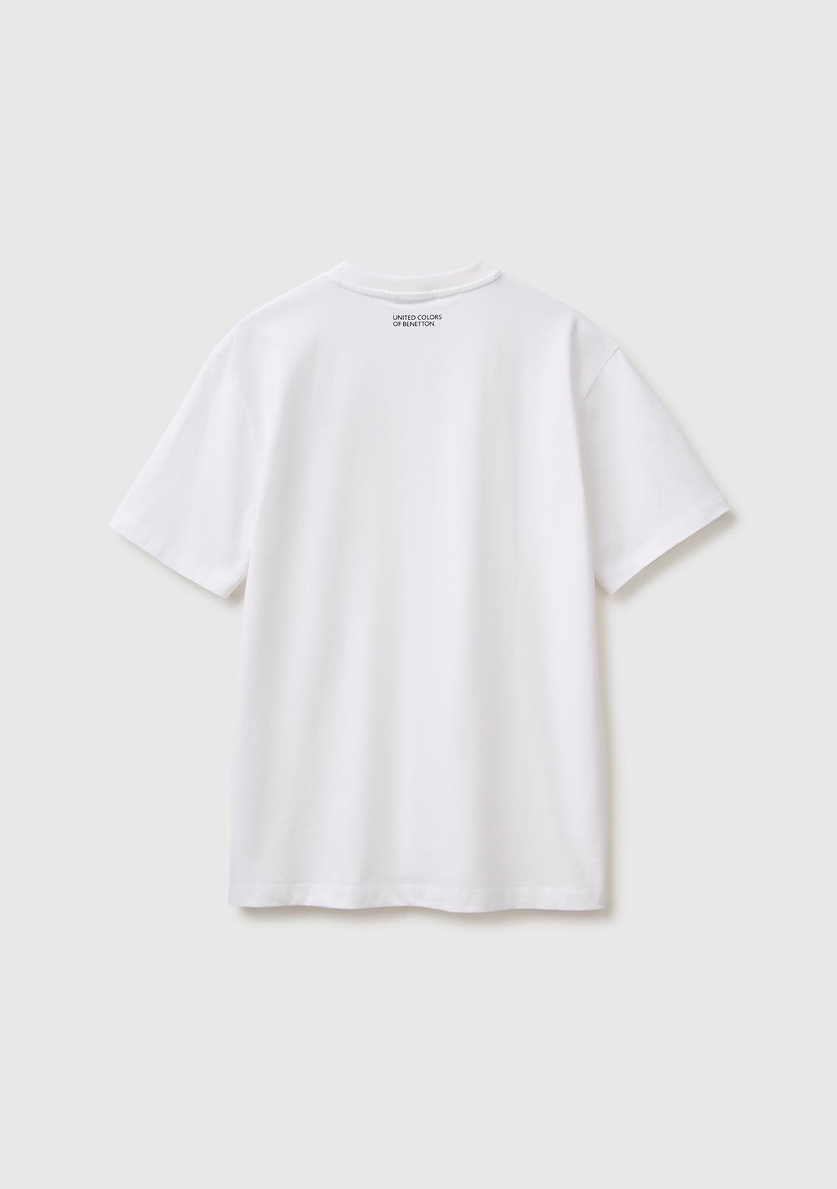 Erkek Beyaz Mix %100 Pamuk Grafik Baskılı Regular Fit Bisiklet Yaka T-Shirt