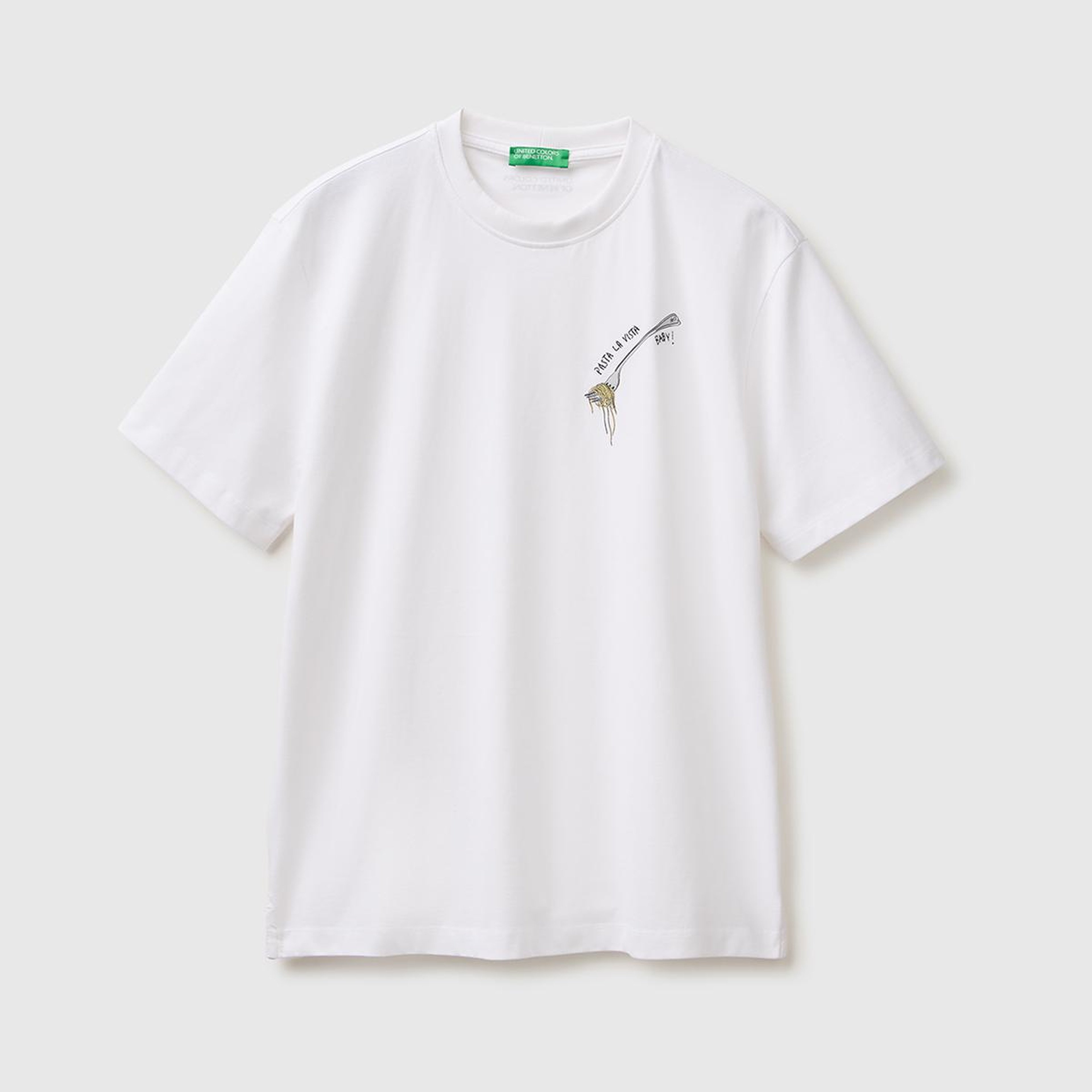 Erkek Beyaz Mix %100 Pamuk Grafik Baskılı Regular Fit Bisiklet Yaka T-Shirt