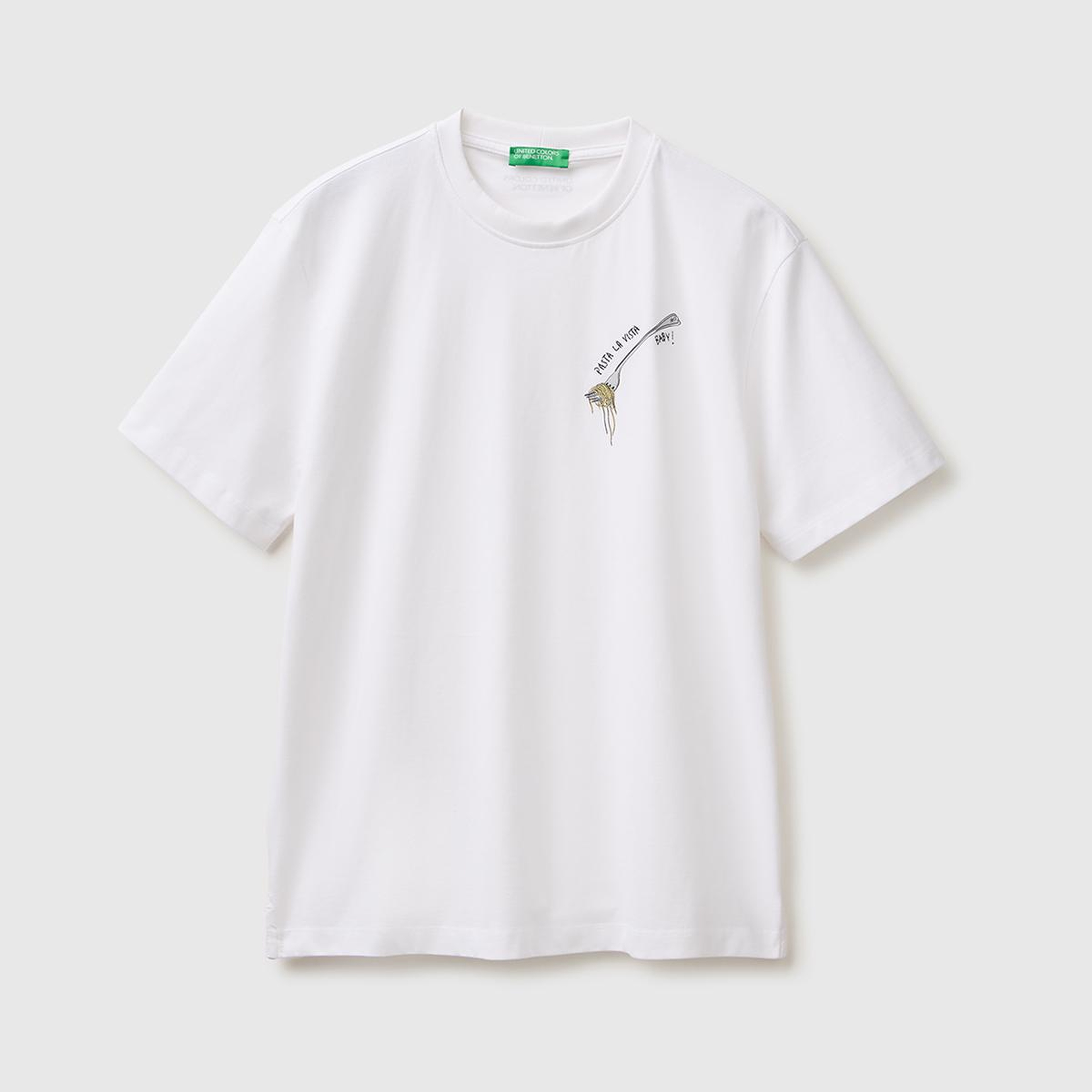 Erkek Beyaz Mix %100 Pamuk Grafik Baskılı Regular Fit Bisiklet Yaka T-Shirt
