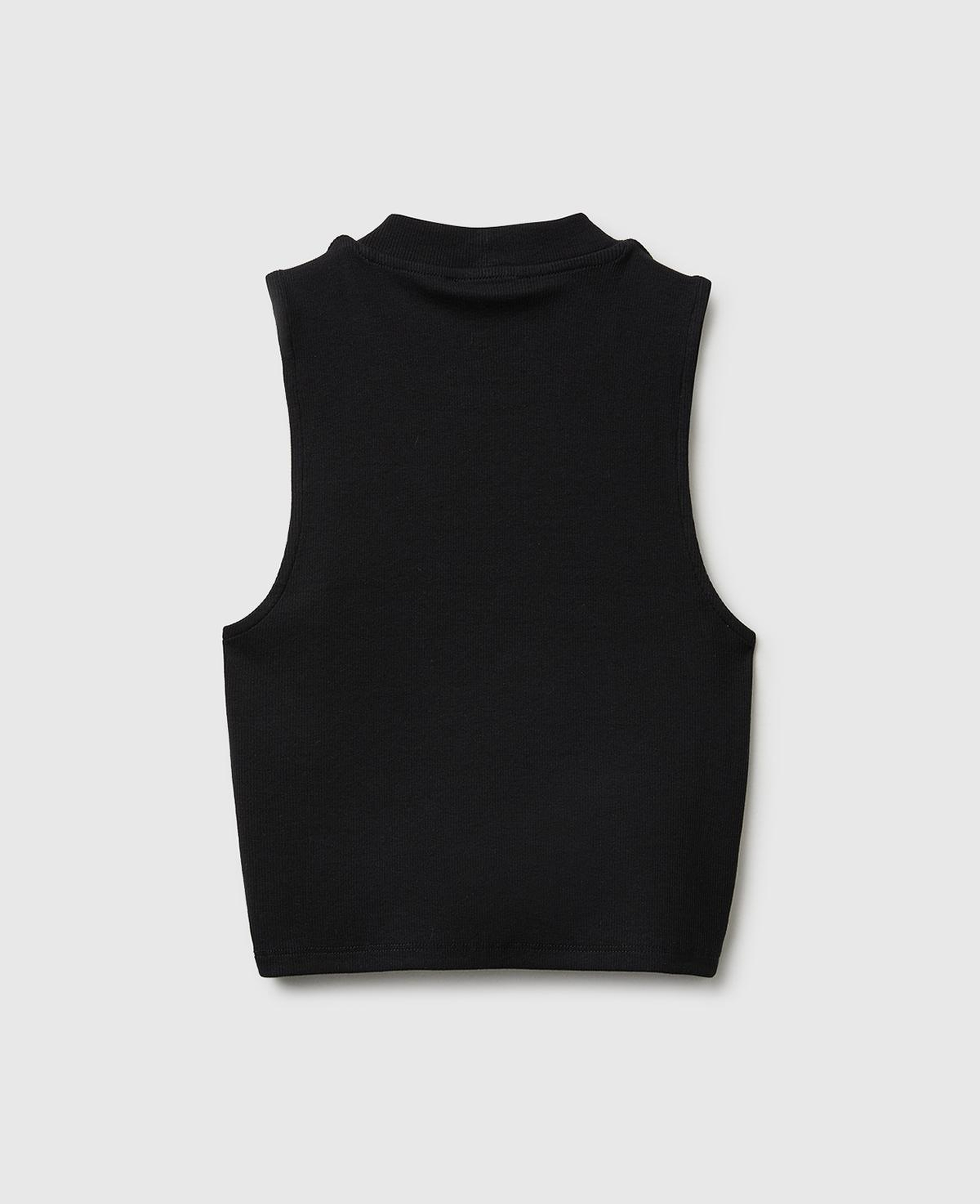 Kadın Siyah Pamuk Karışımlı Fitilli Bisiklet Yaka T-Shirt
