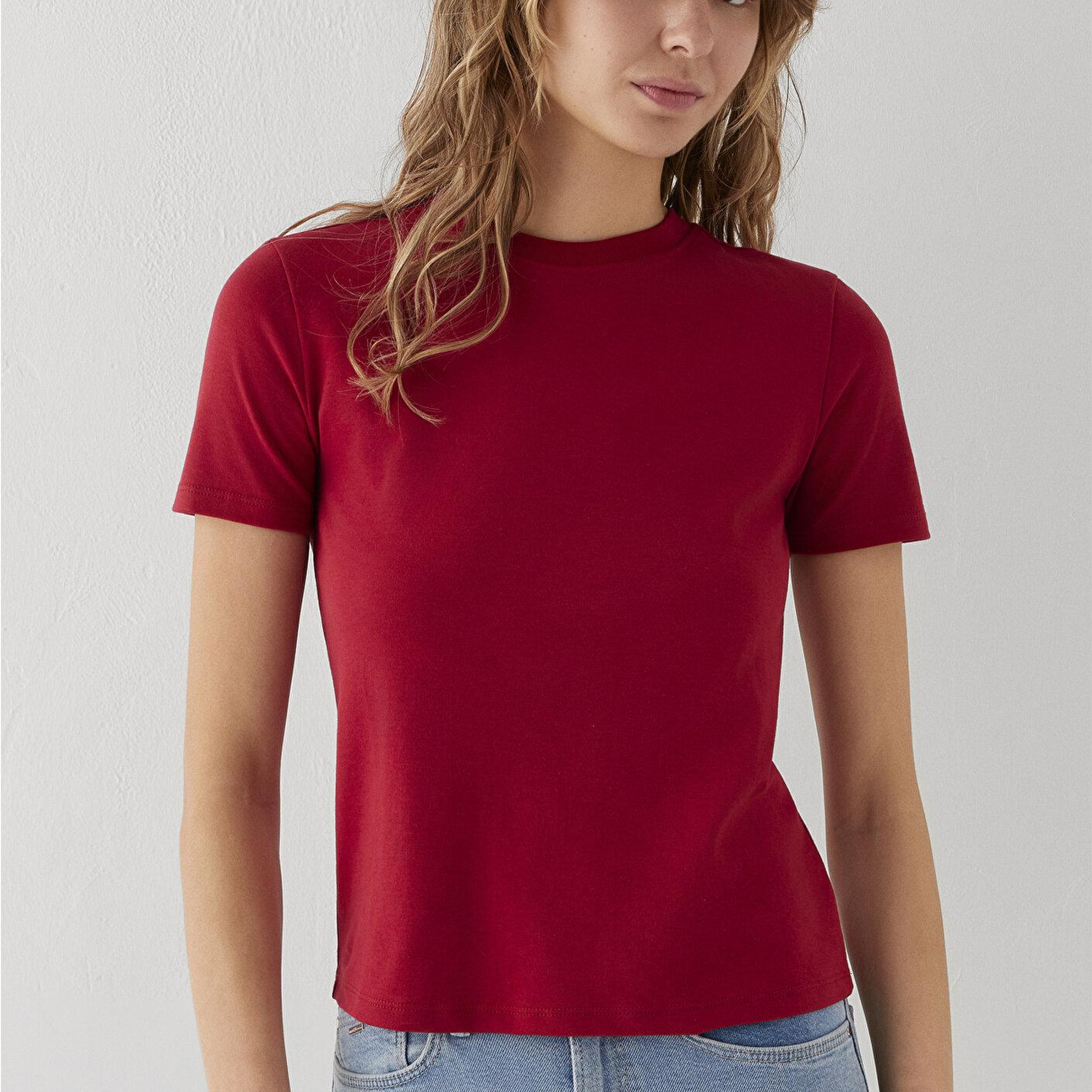 Mavi Kırmızı Tişört Slim Fit / Dar Kesim 1614181-70391