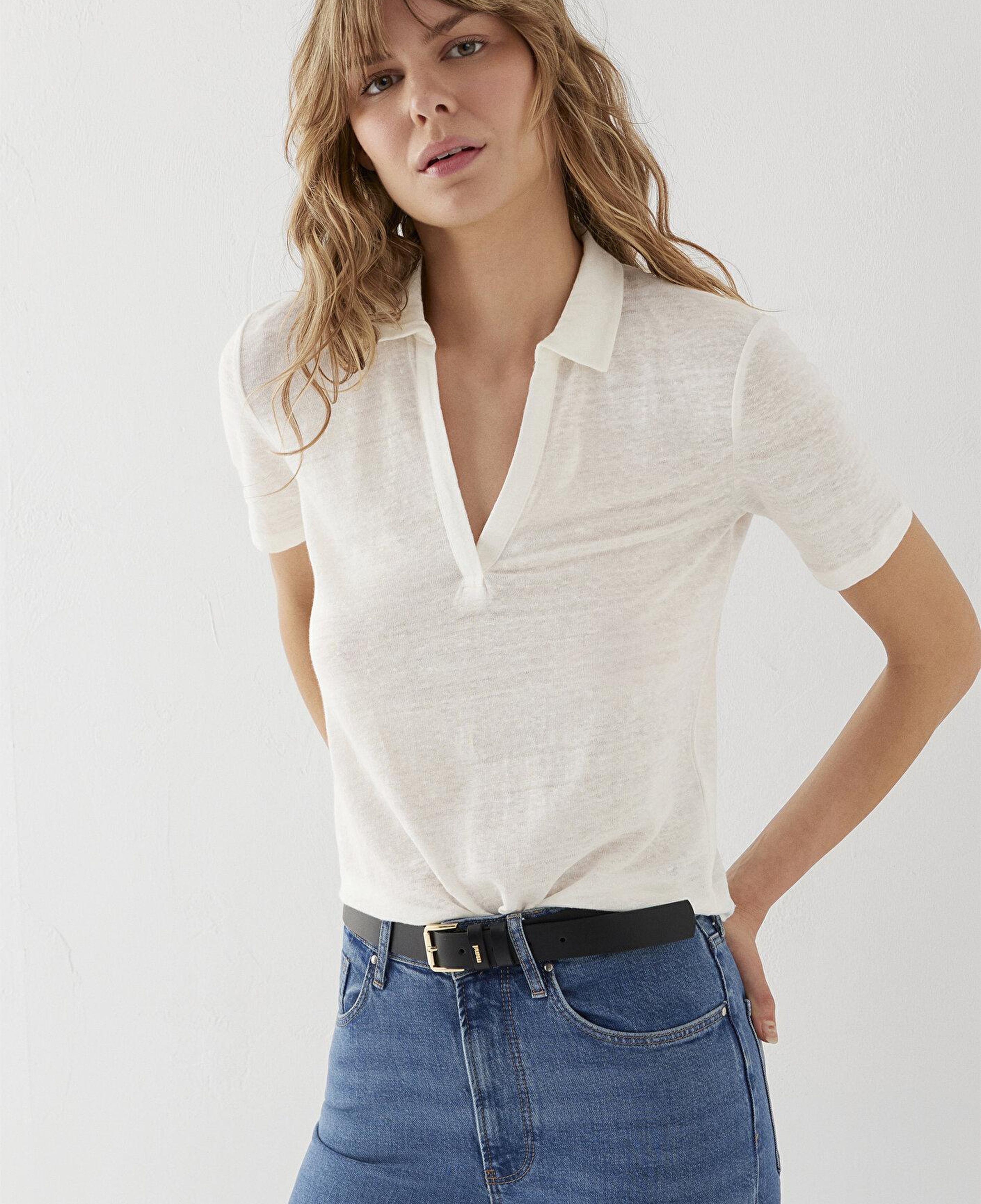 Mavi Ekru Keten Tişört Slim Fit / Dar Kesim 1614309-70057