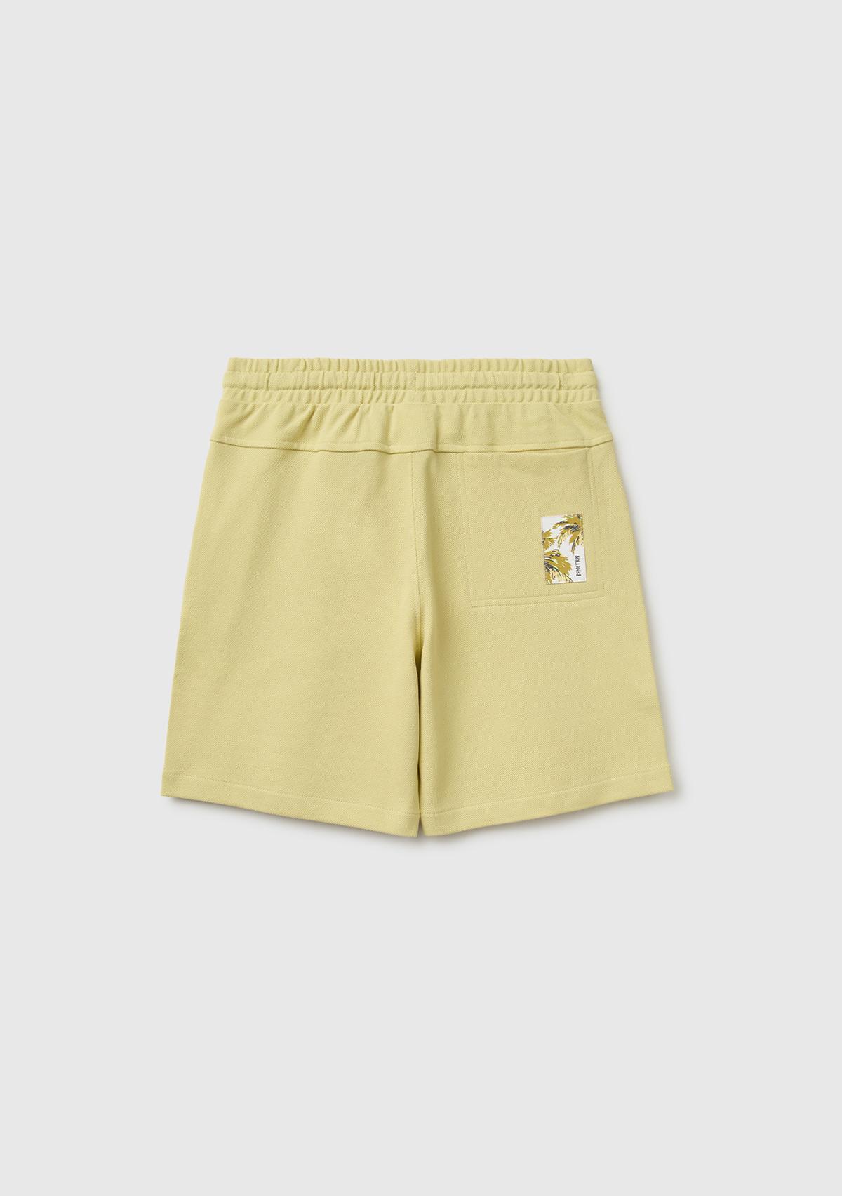 Erkek Çocuk Sarı Beli Lastikli Relaxed Fit Bermuda Şort