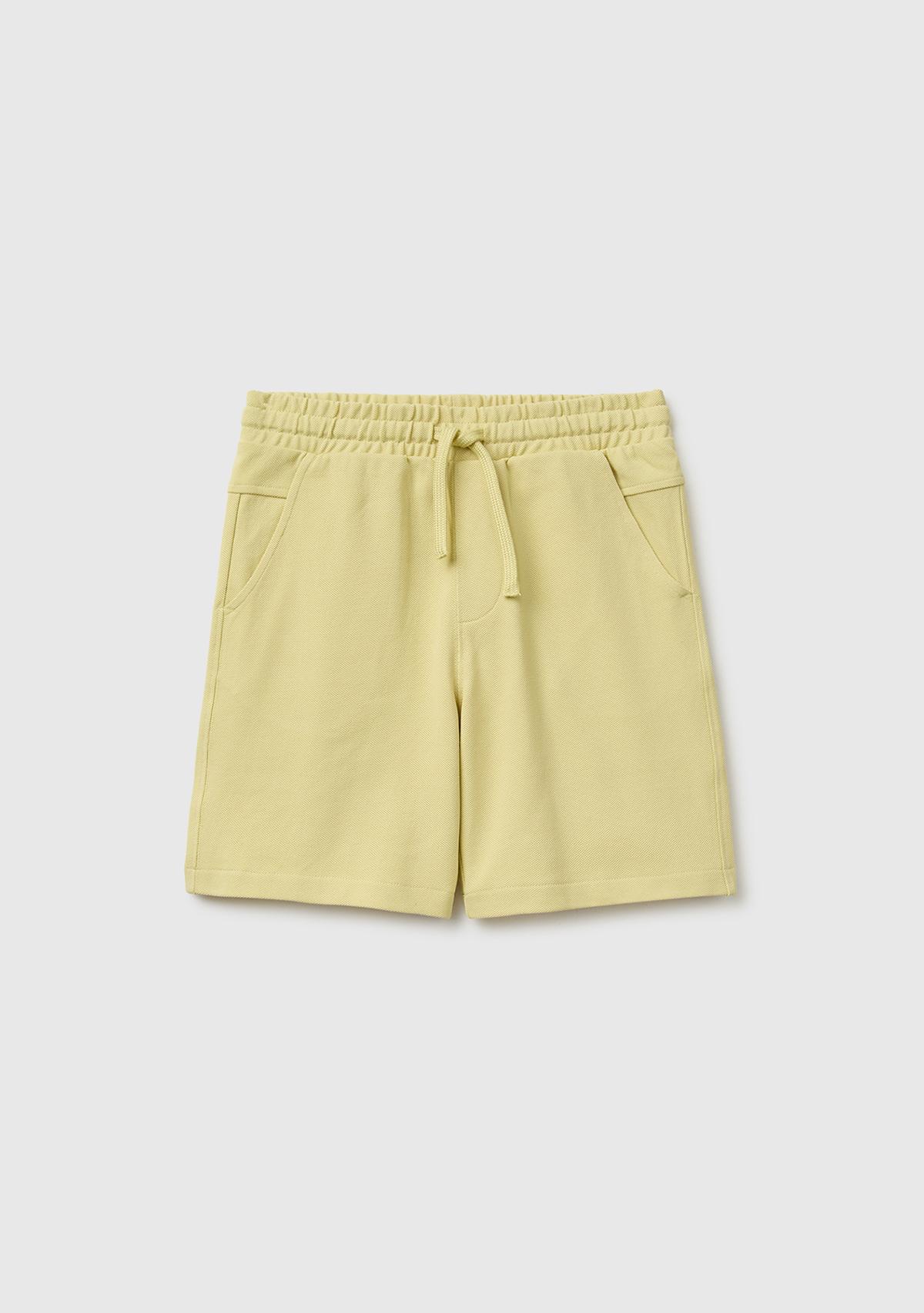 Erkek Çocuk Sarı Beli Lastikli Relaxed Fit Bermuda Şort