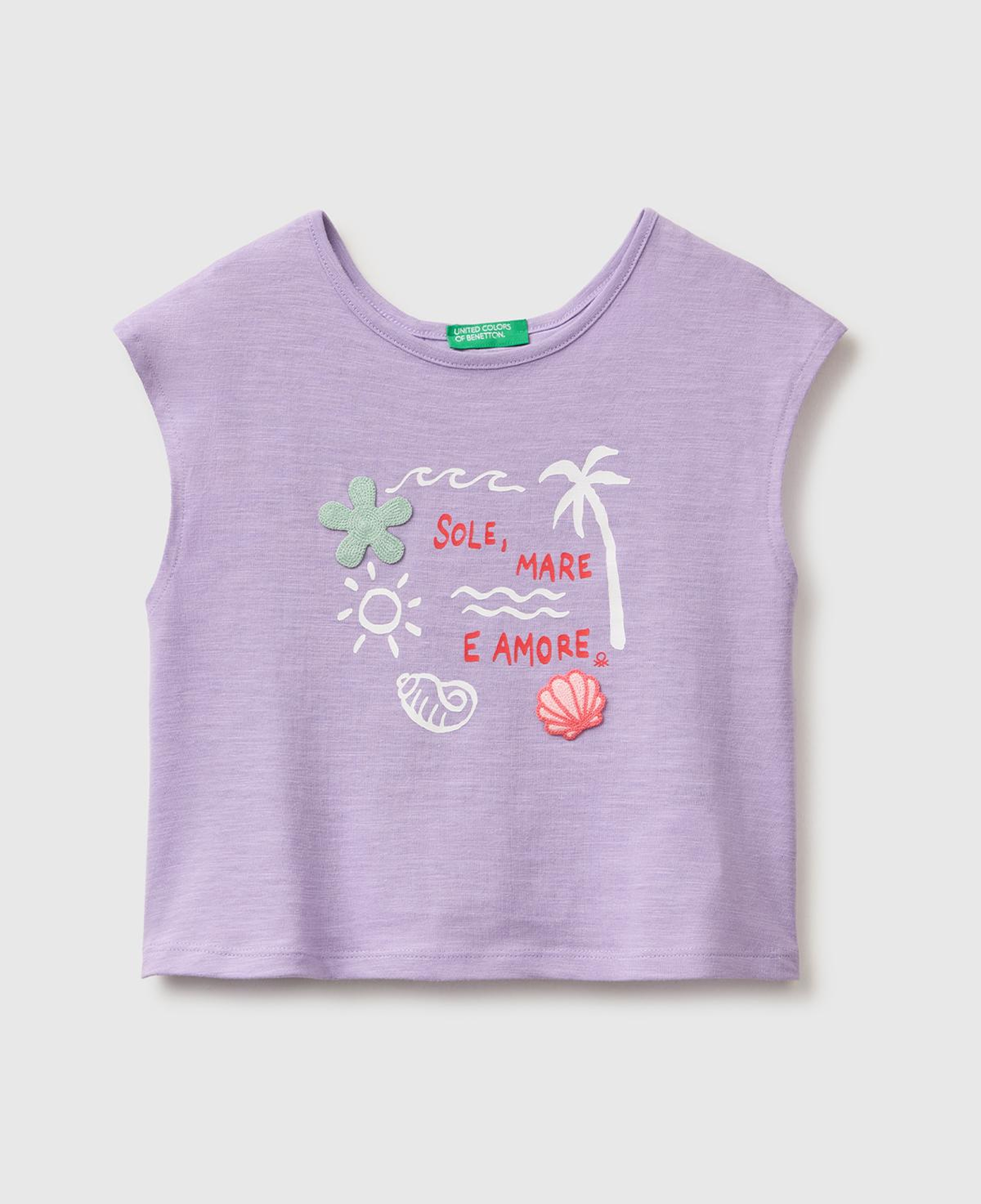 Kız Çocuk Lila Arkası Fiyonk Detaylı Kimono Kollu T-Shirt