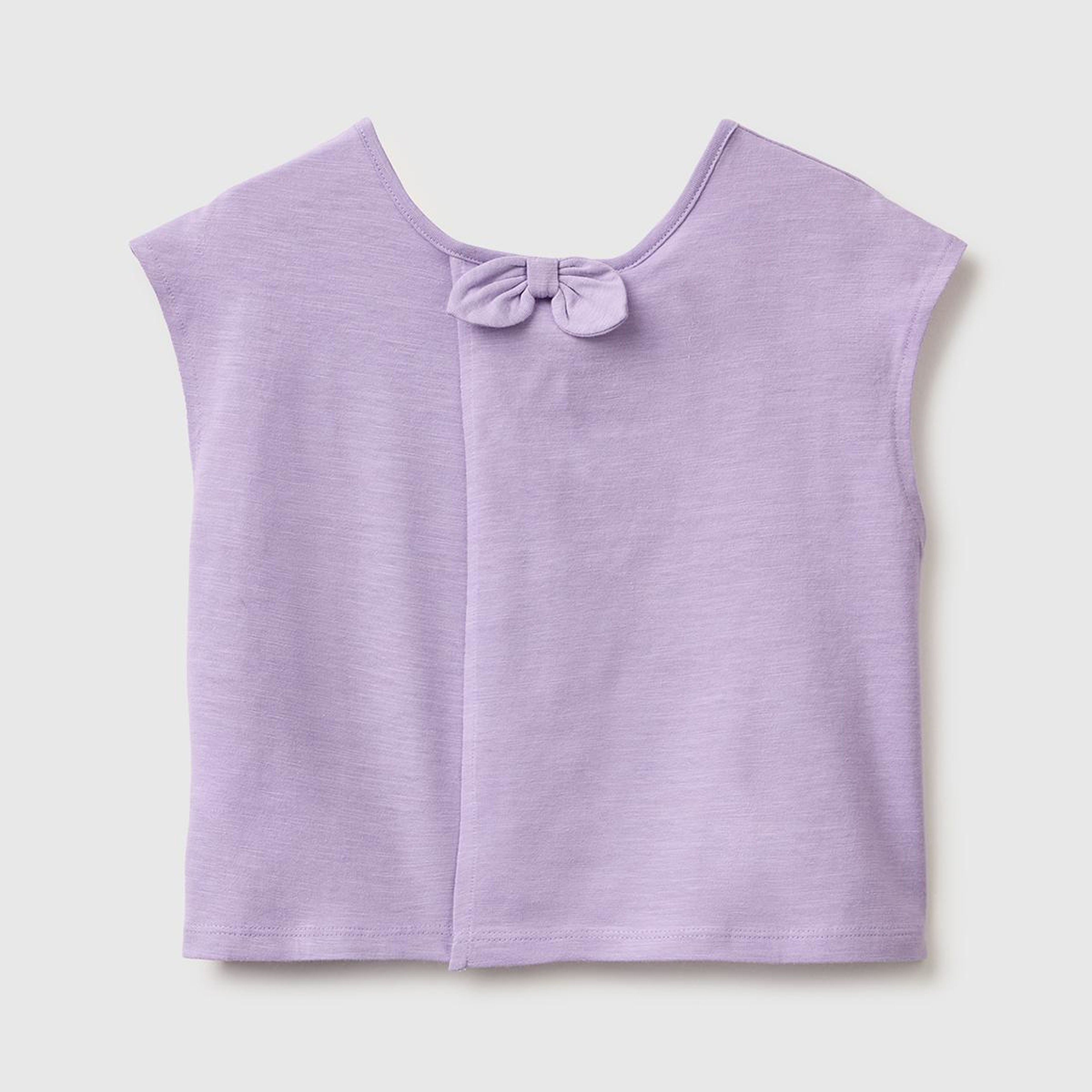 Kız Çocuk Lila Arkası Fiyonk Detaylı Kimono Kollu T-Shirt