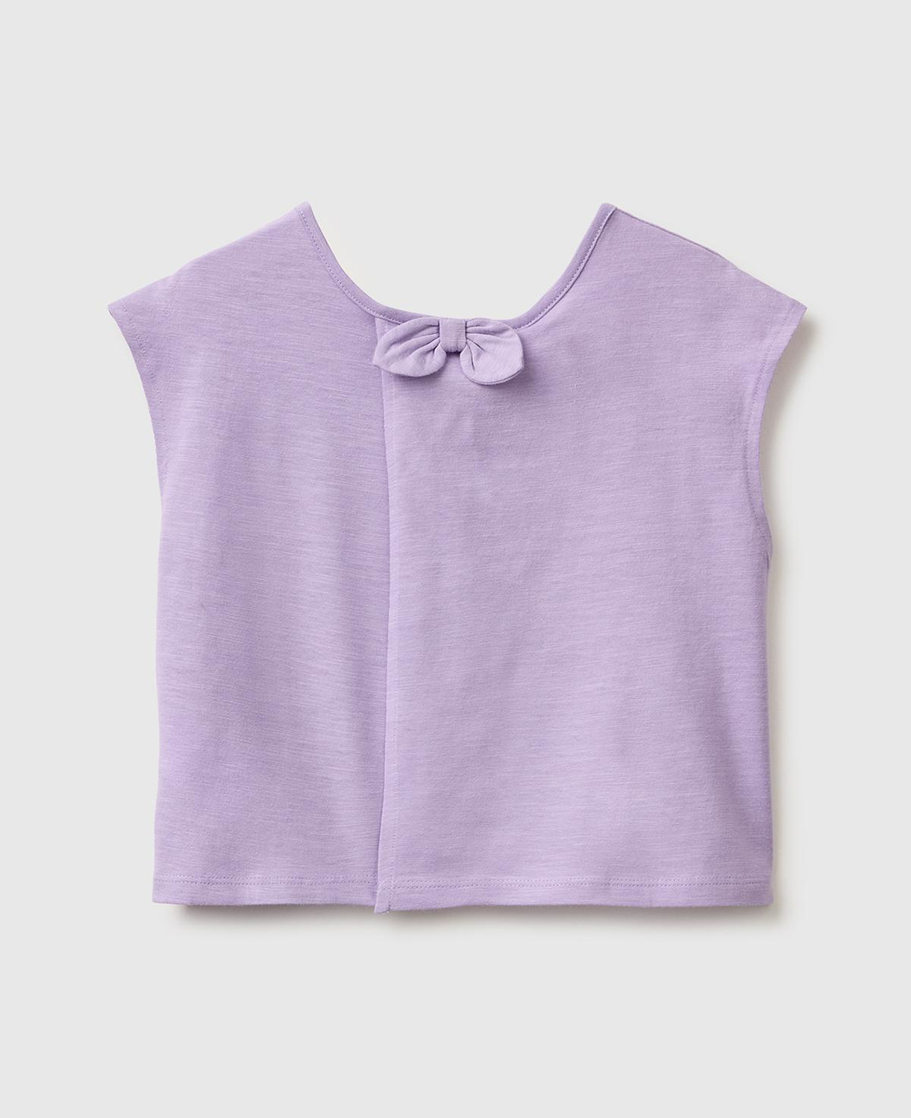 Kız Çocuk Lila Arkası Fiyonk Detaylı Kimono Kollu T-Shirt