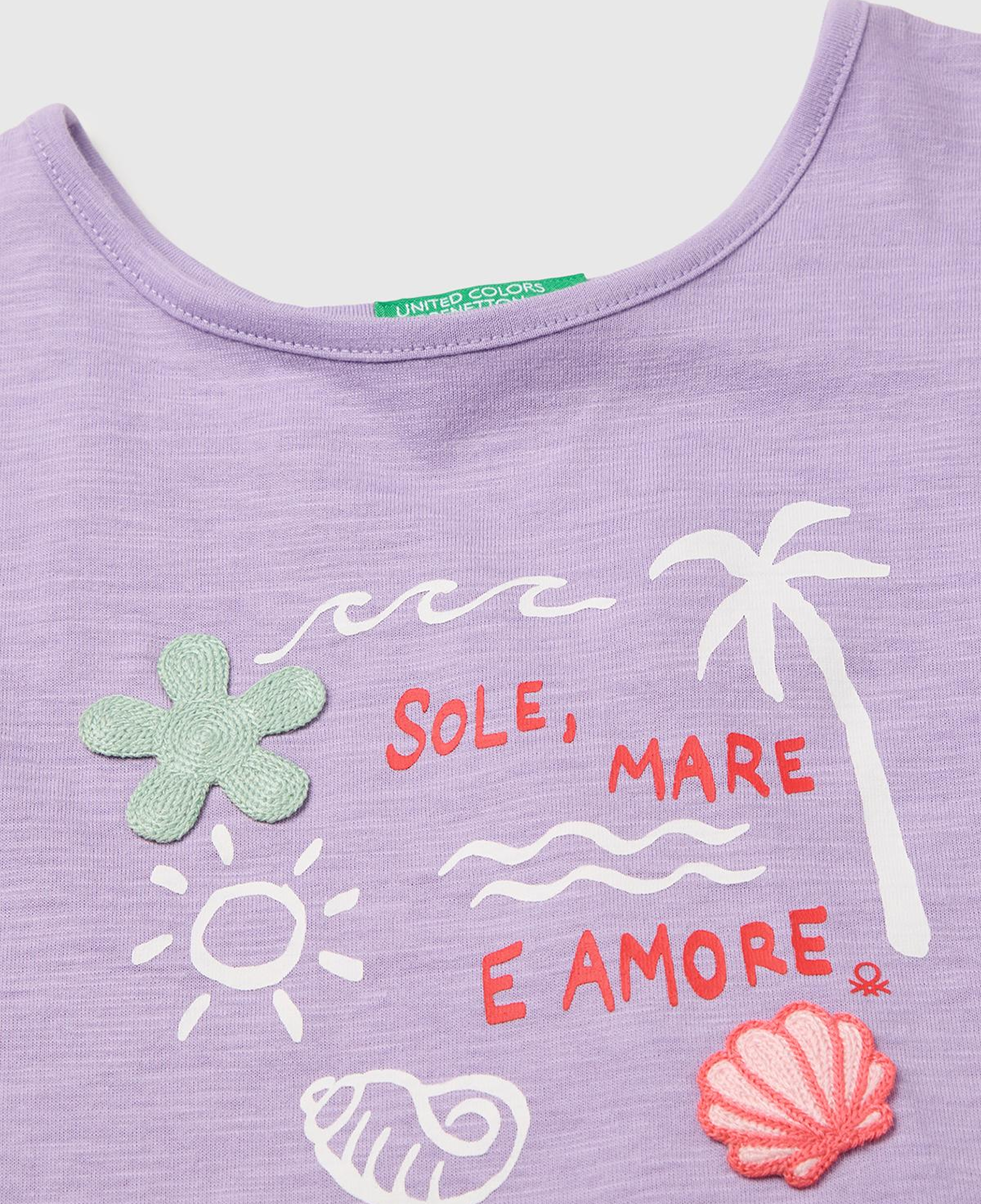 Kız Çocuk Lila Arkası Fiyonk Detaylı Kimono Kollu T-Shirt