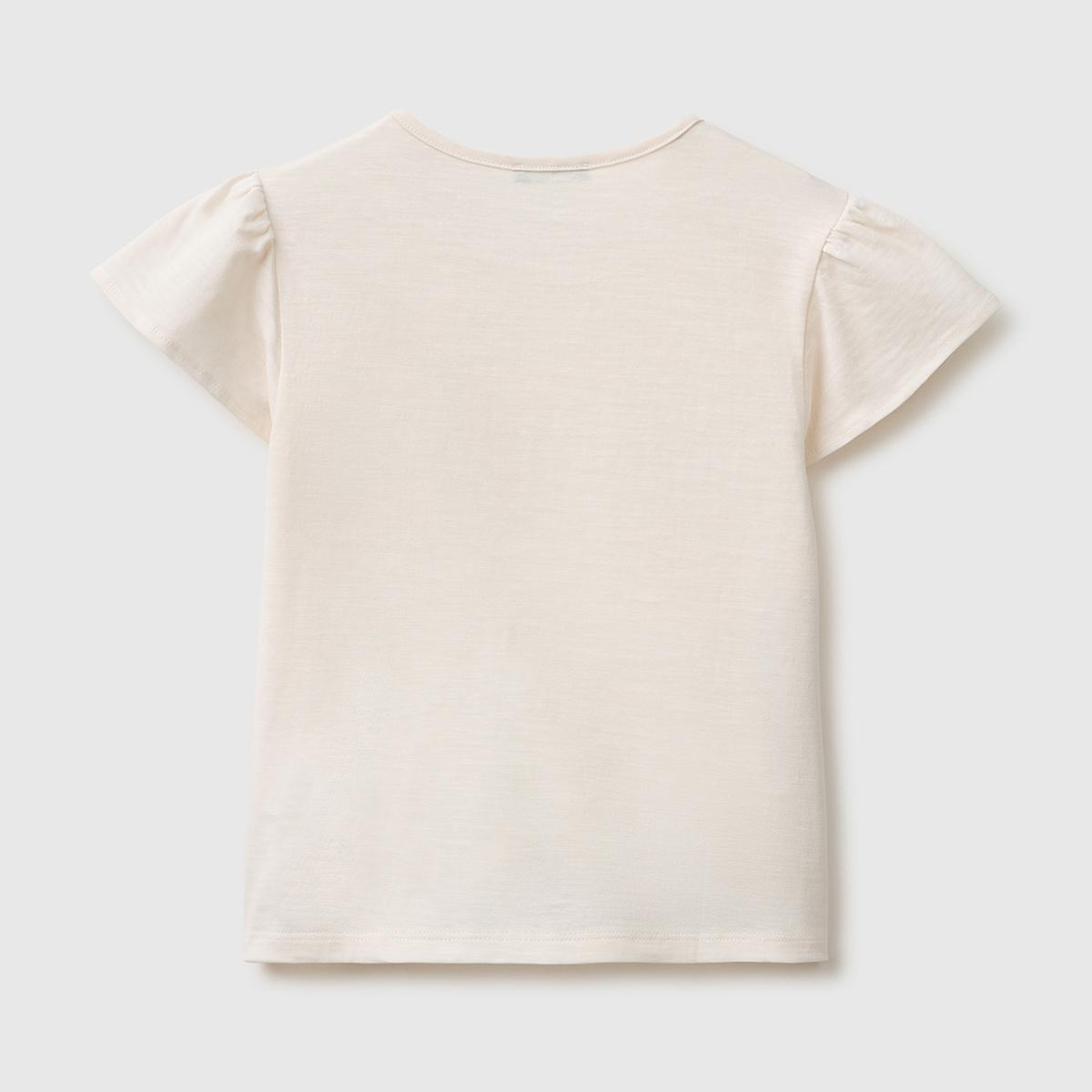 Kız Çocuk Ekru Baskı ve Püskül Detaylı Regular Fit T-Shirt