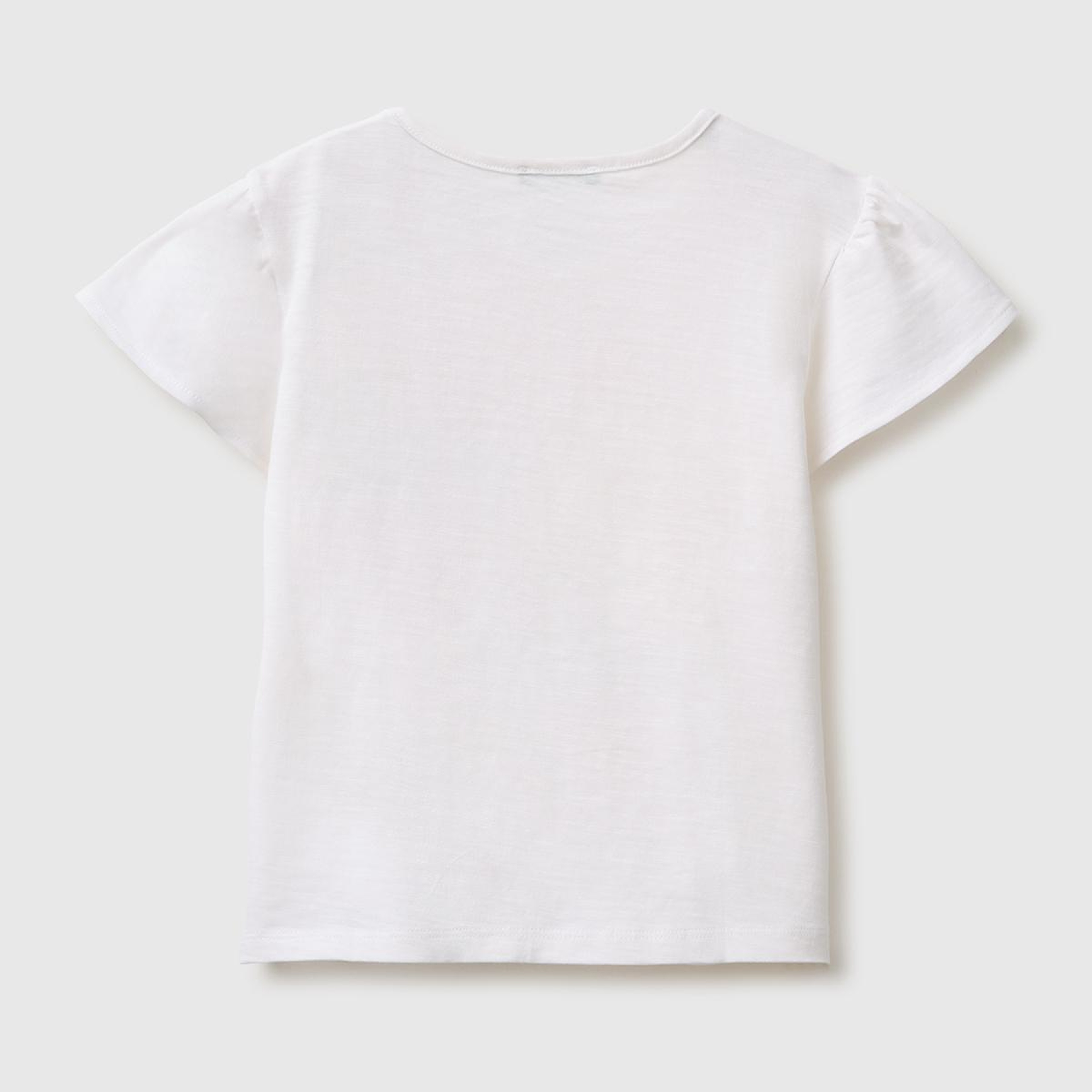 Kız Çocuk Beyaz Baskı ve Püskül Detaylı Regular Fit T-Shirt