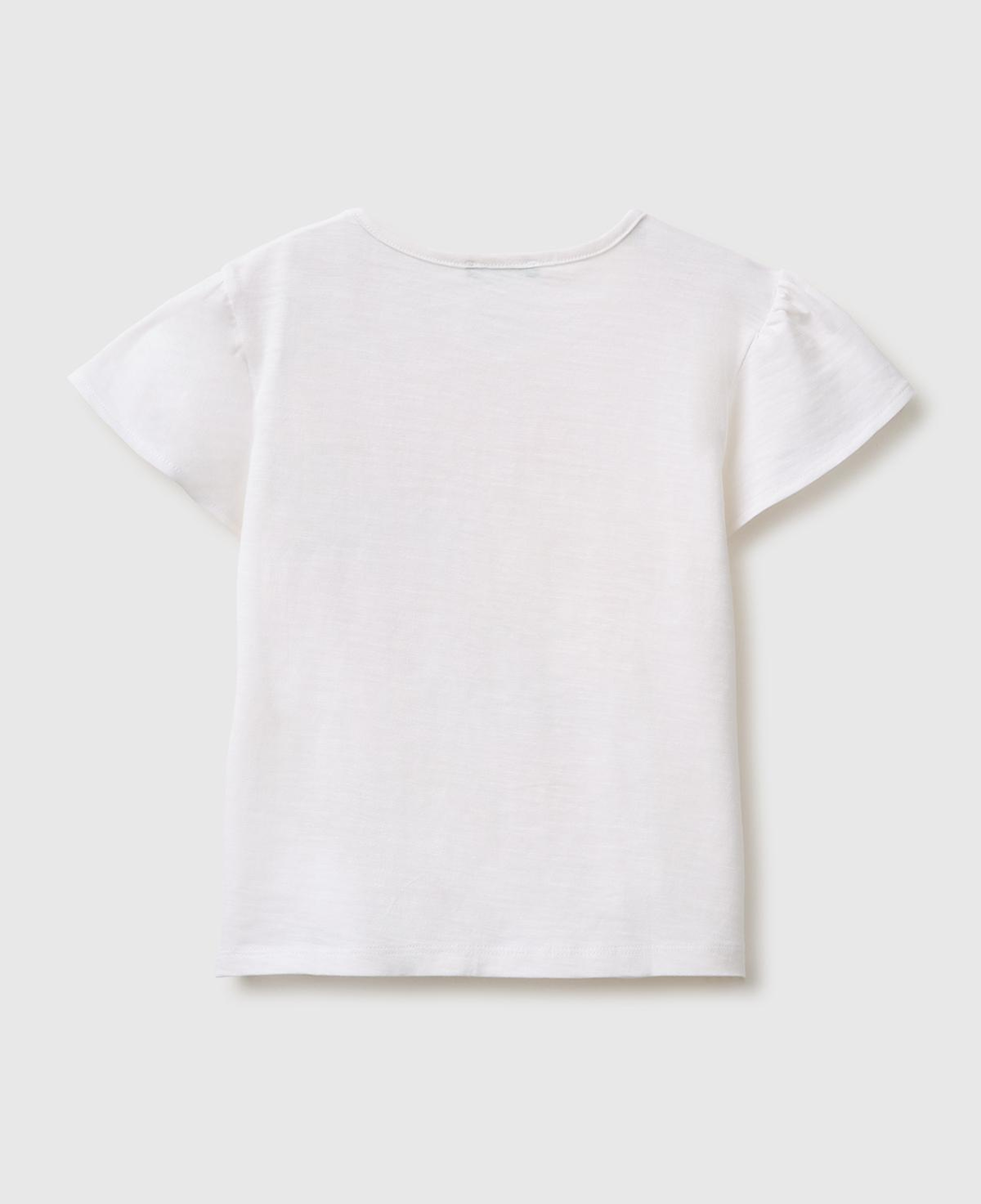 Kız Çocuk Beyaz Baskı ve Püskül Detaylı Regular Fit T-Shirt