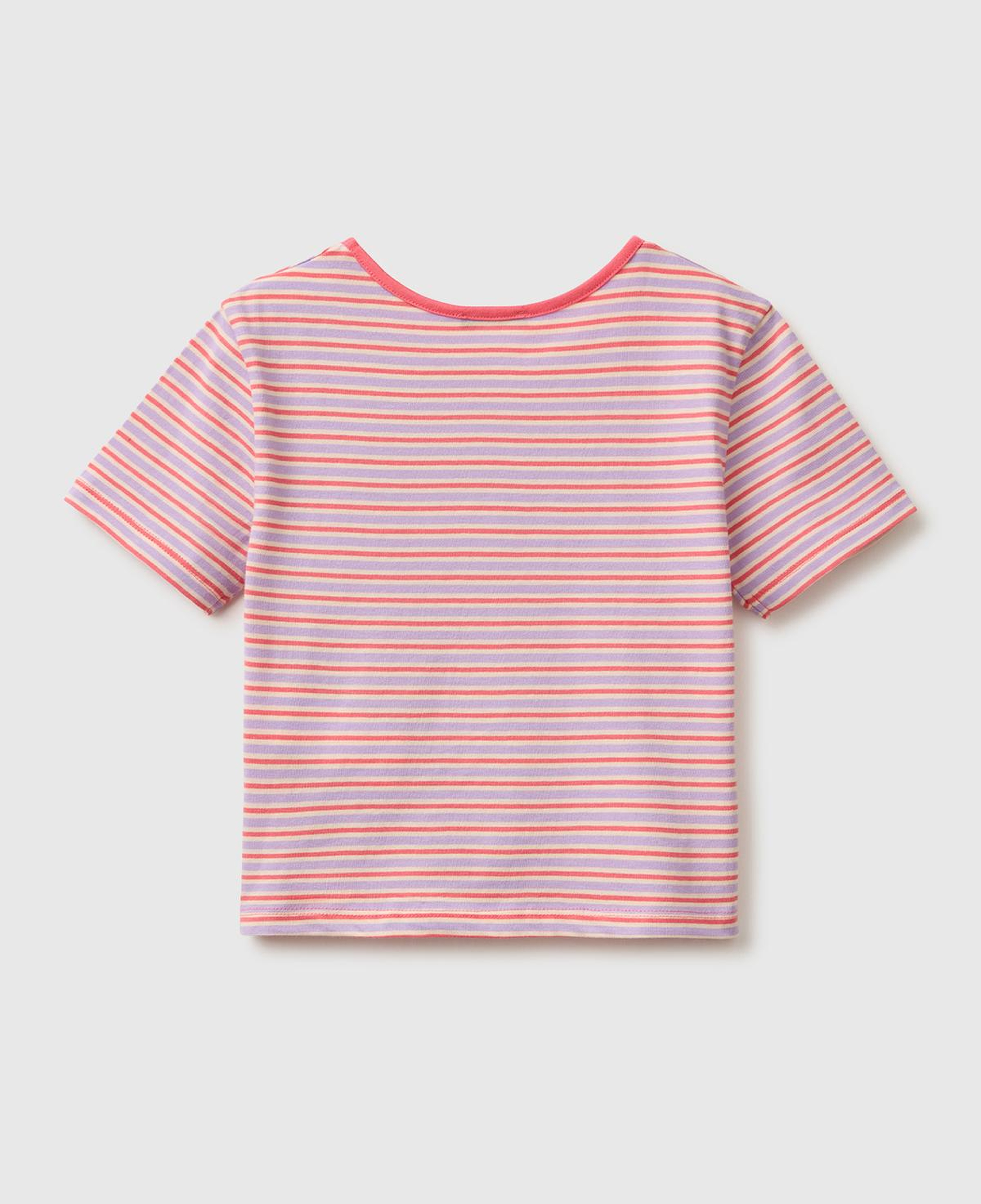 Kız Çocuk Kırmızı mix Önü Düğümlü Baskılı Regular Fit T-Shirt