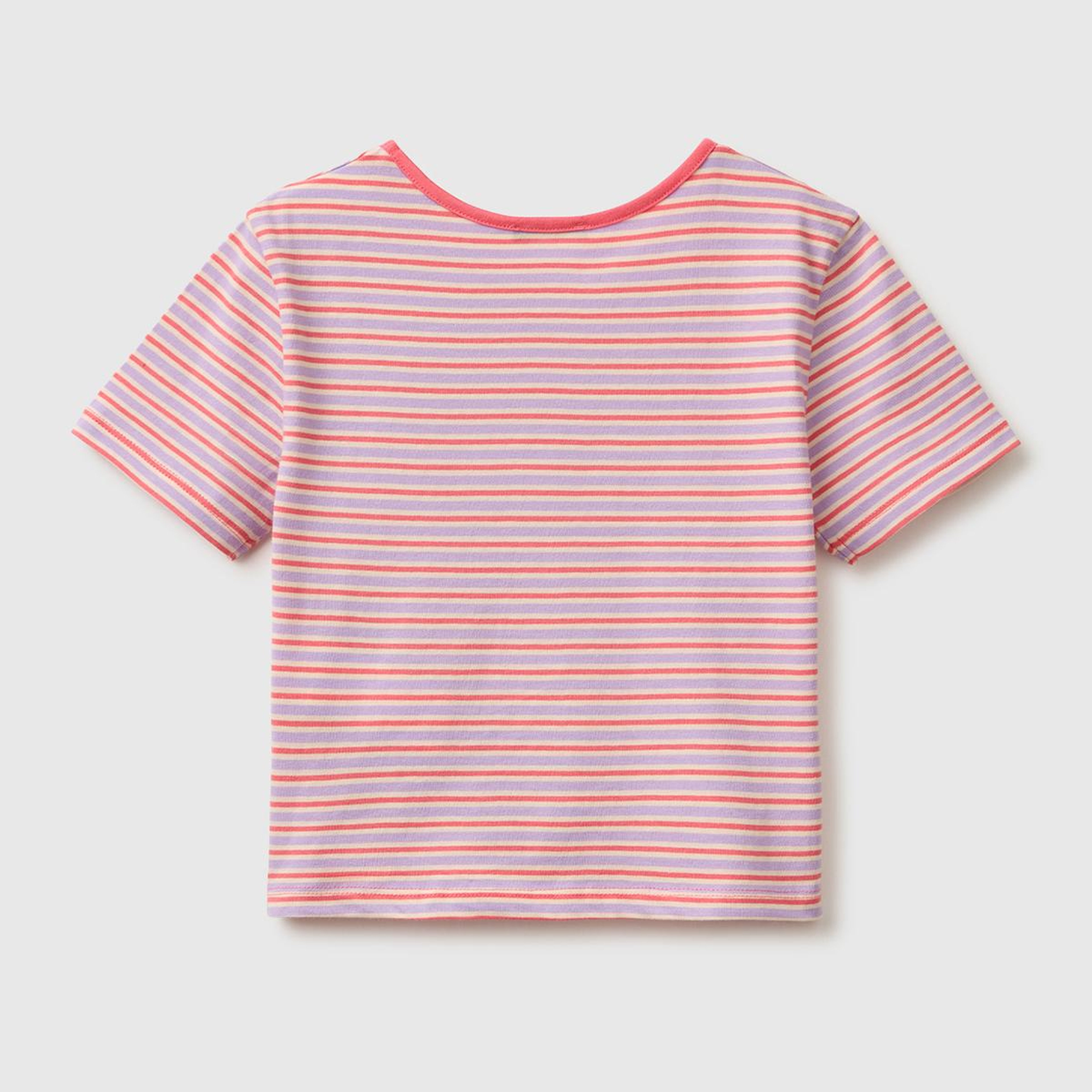 Kız Çocuk Kırmızı mix Önü Düğümlü Baskılı Regular Fit T-Shirt