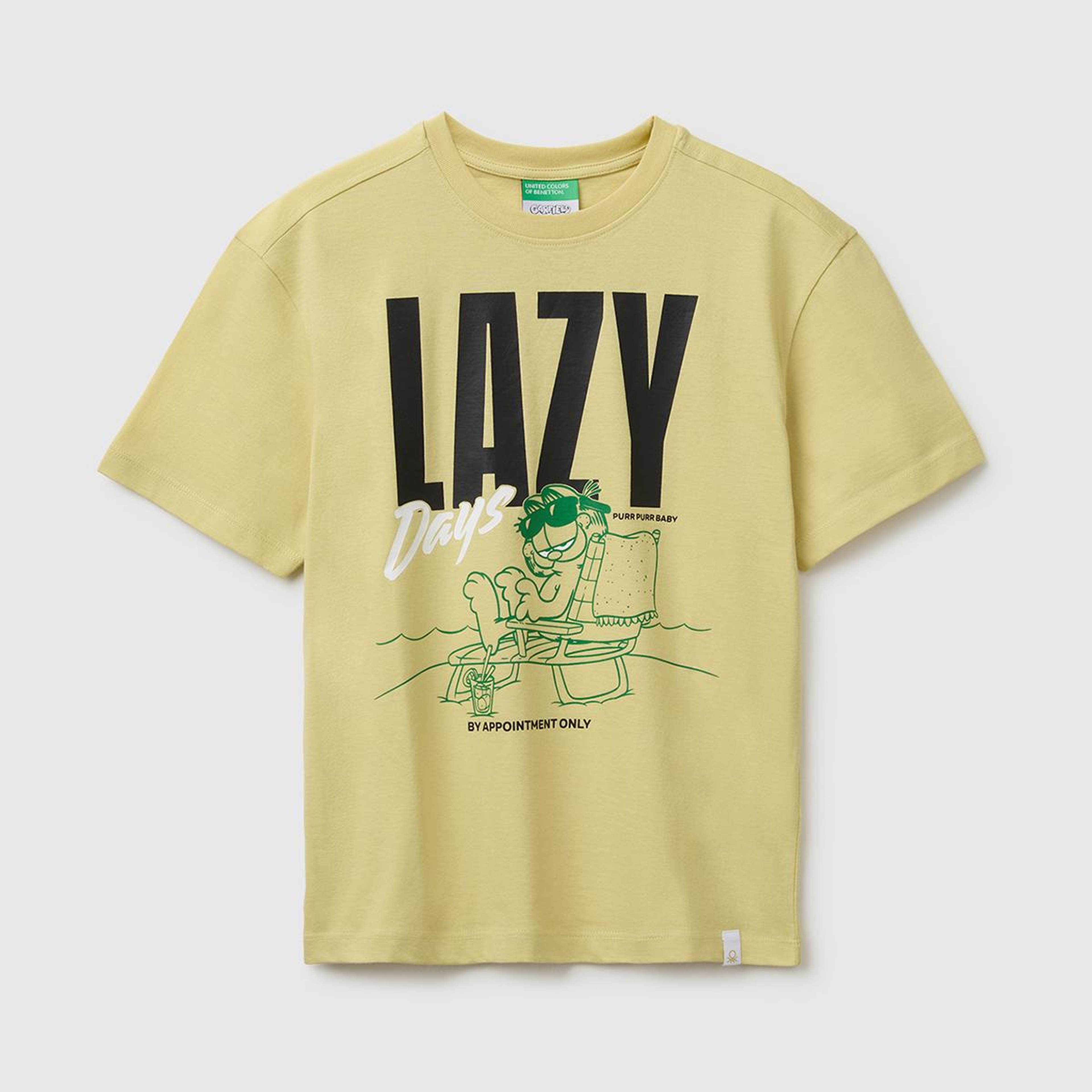 Erkek Çocuk Sarı Garfield Baskı Detaylı Yuvarlak Yaka T-Shirt
