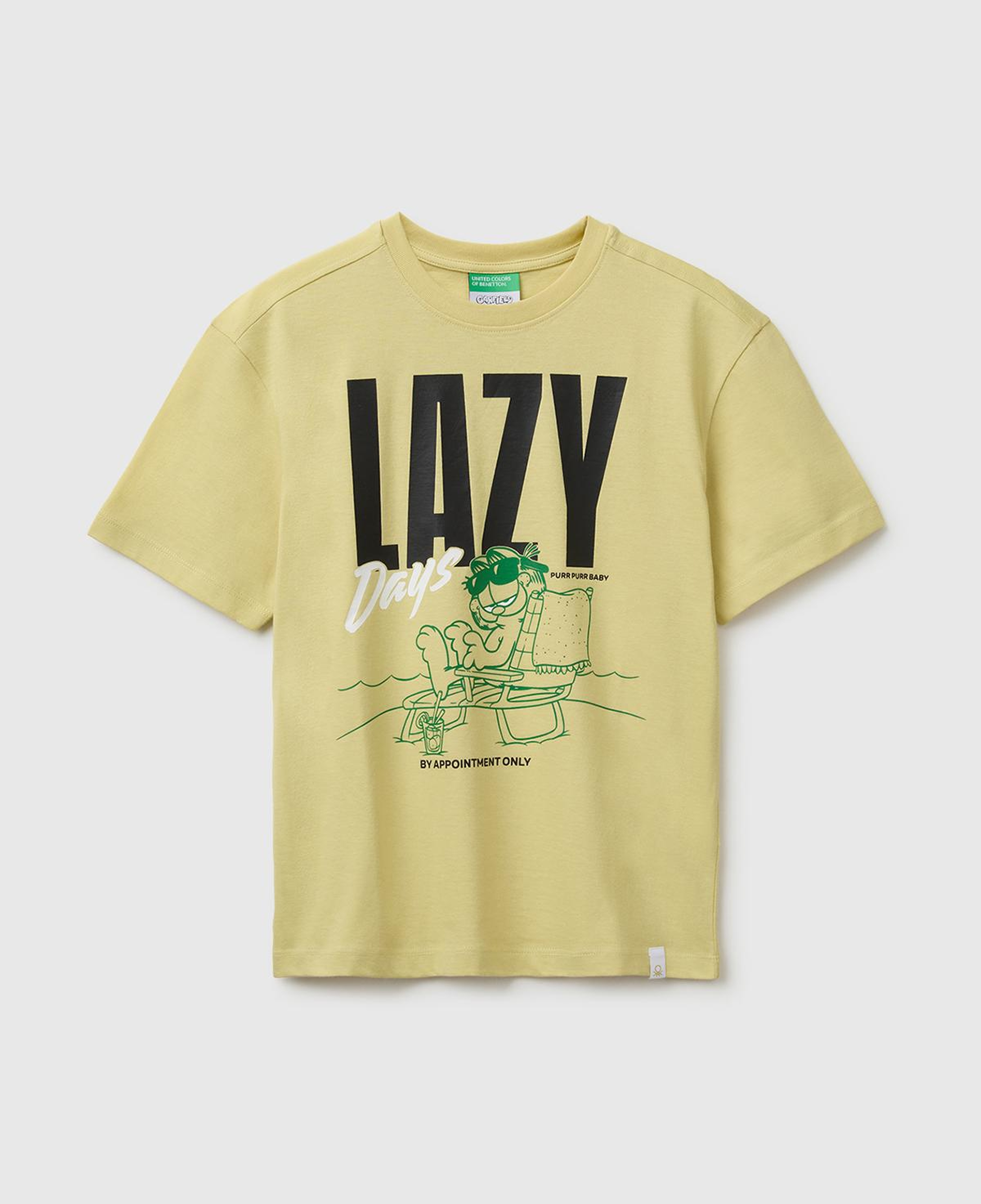 Erkek Çocuk Sarı Garfield Baskı Detaylı Yuvarlak Yaka T-Shirt