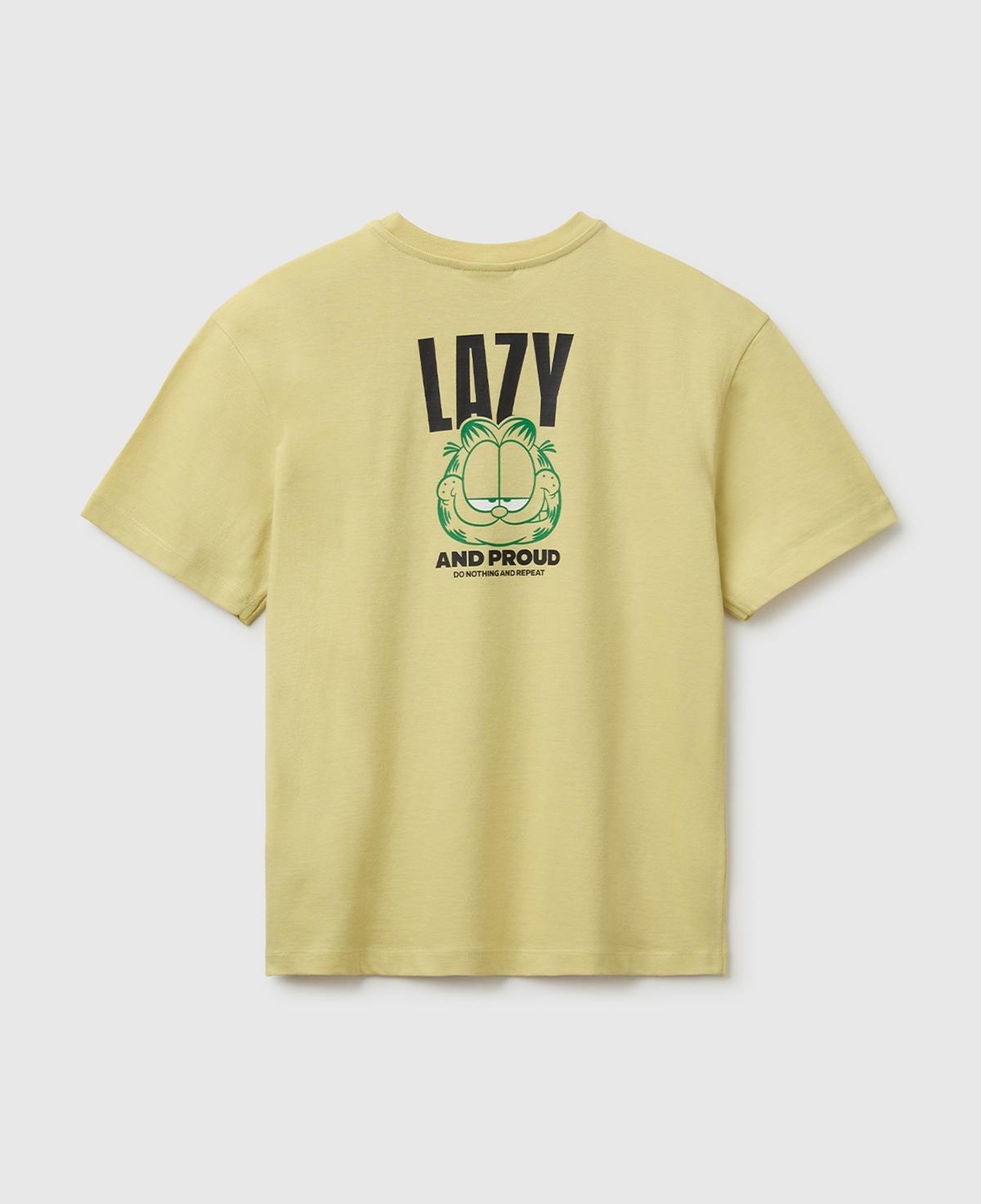 Erkek Çocuk Sarı Garfield Baskı Detaylı Yuvarlak Yaka T-Shirt