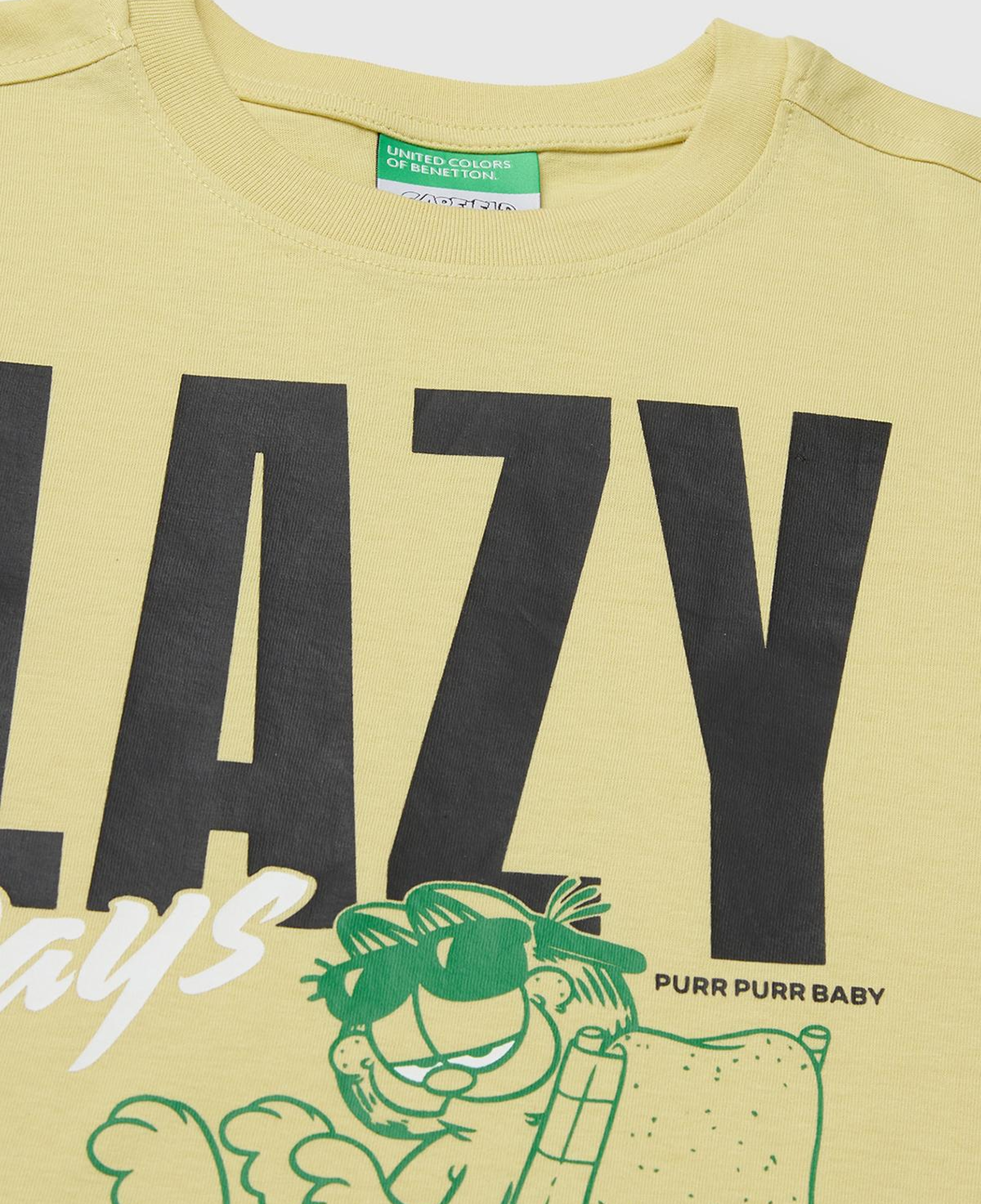 Erkek Çocuk Sarı Garfield Baskı Detaylı Yuvarlak Yaka T-Shirt