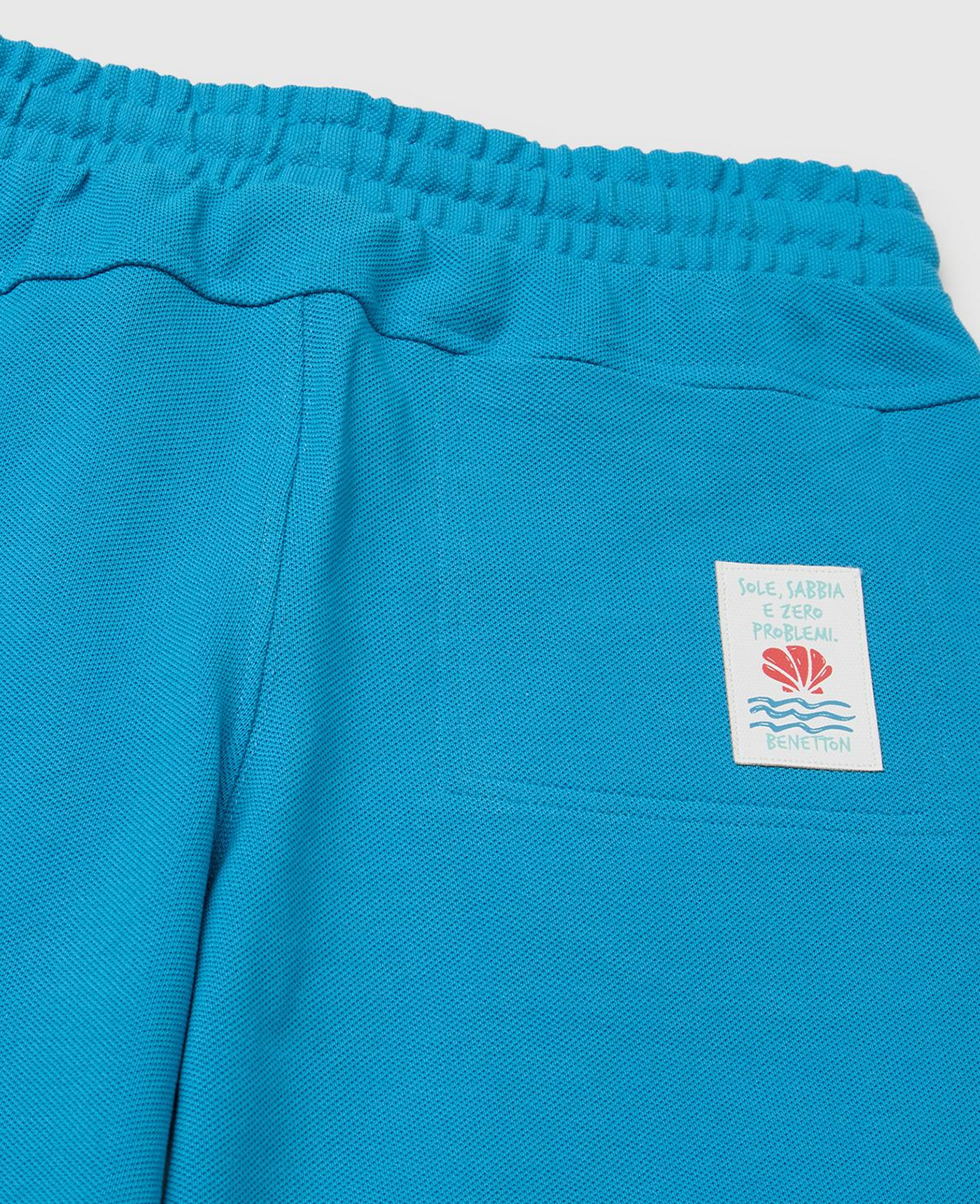 Erkek Çocuk Mavi Beli Lastikli Relaxed Fit Bermuda Şort