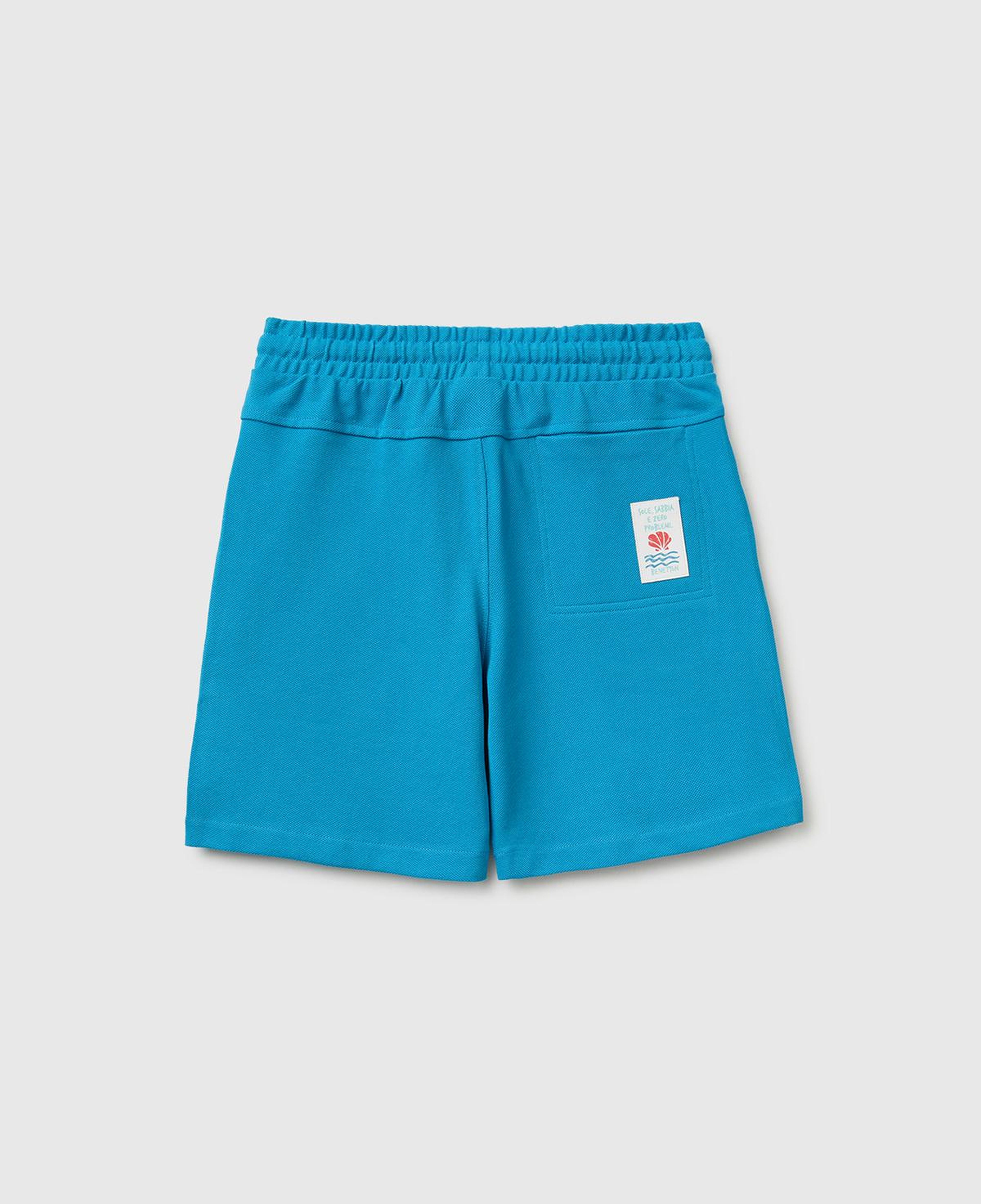 Erkek Çocuk Mavi Beli Lastikli Relaxed Fit Bermuda Şort