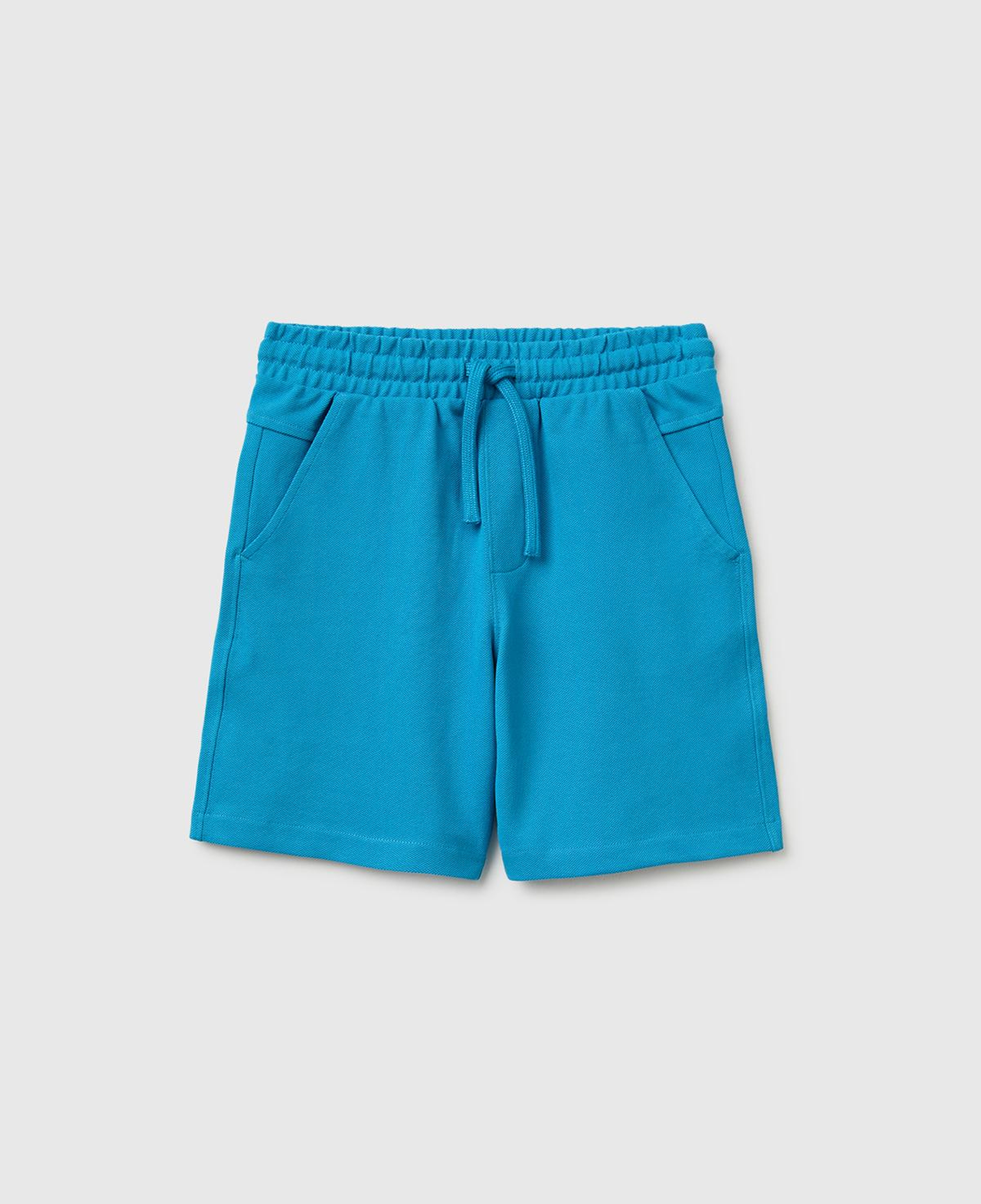 Erkek Çocuk Mavi Beli Lastikli Relaxed Fit Bermuda Şort