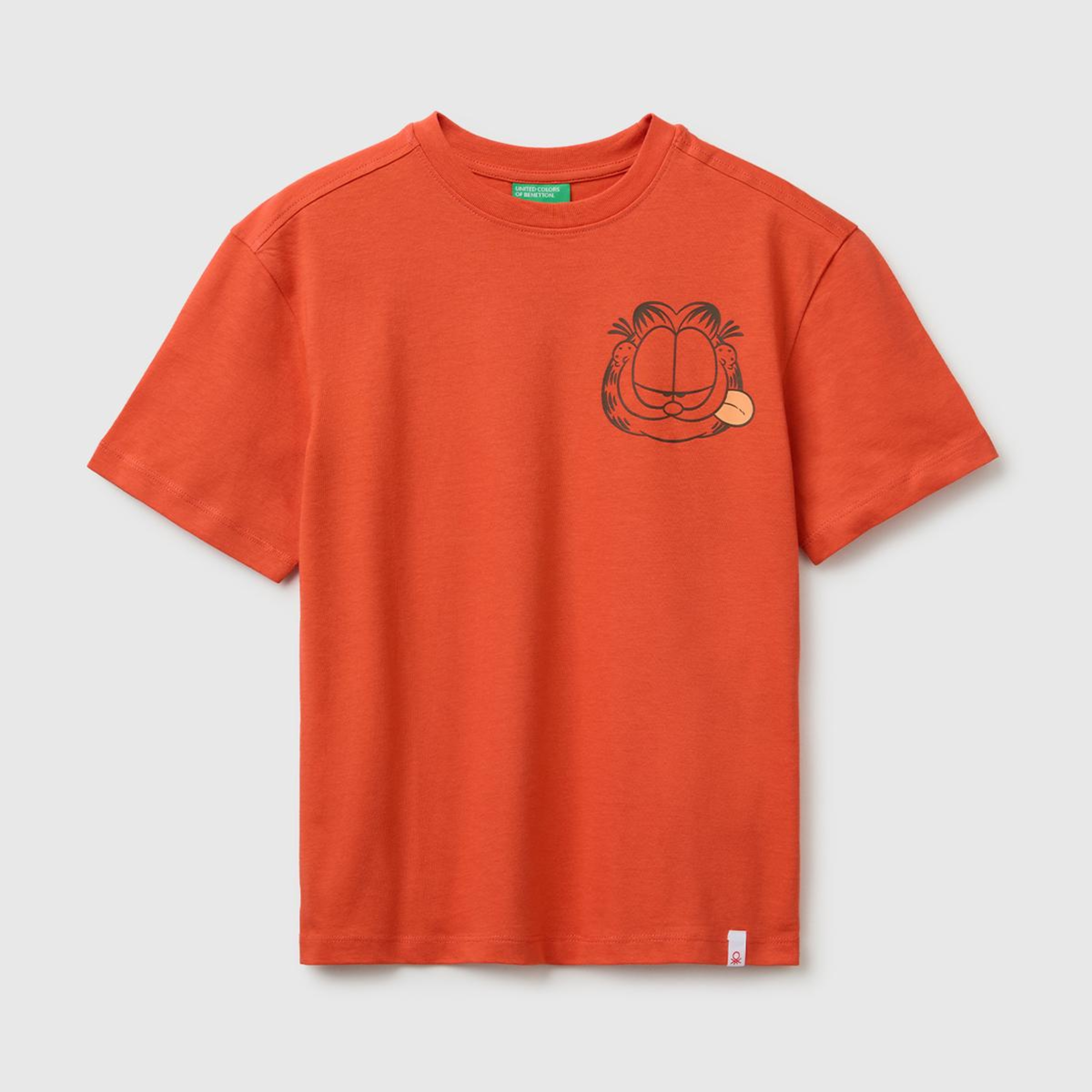 Erkek Çocuk Kırmızı Garfield Baskı Detaylı Yuvarlak Yaka T-Shirt