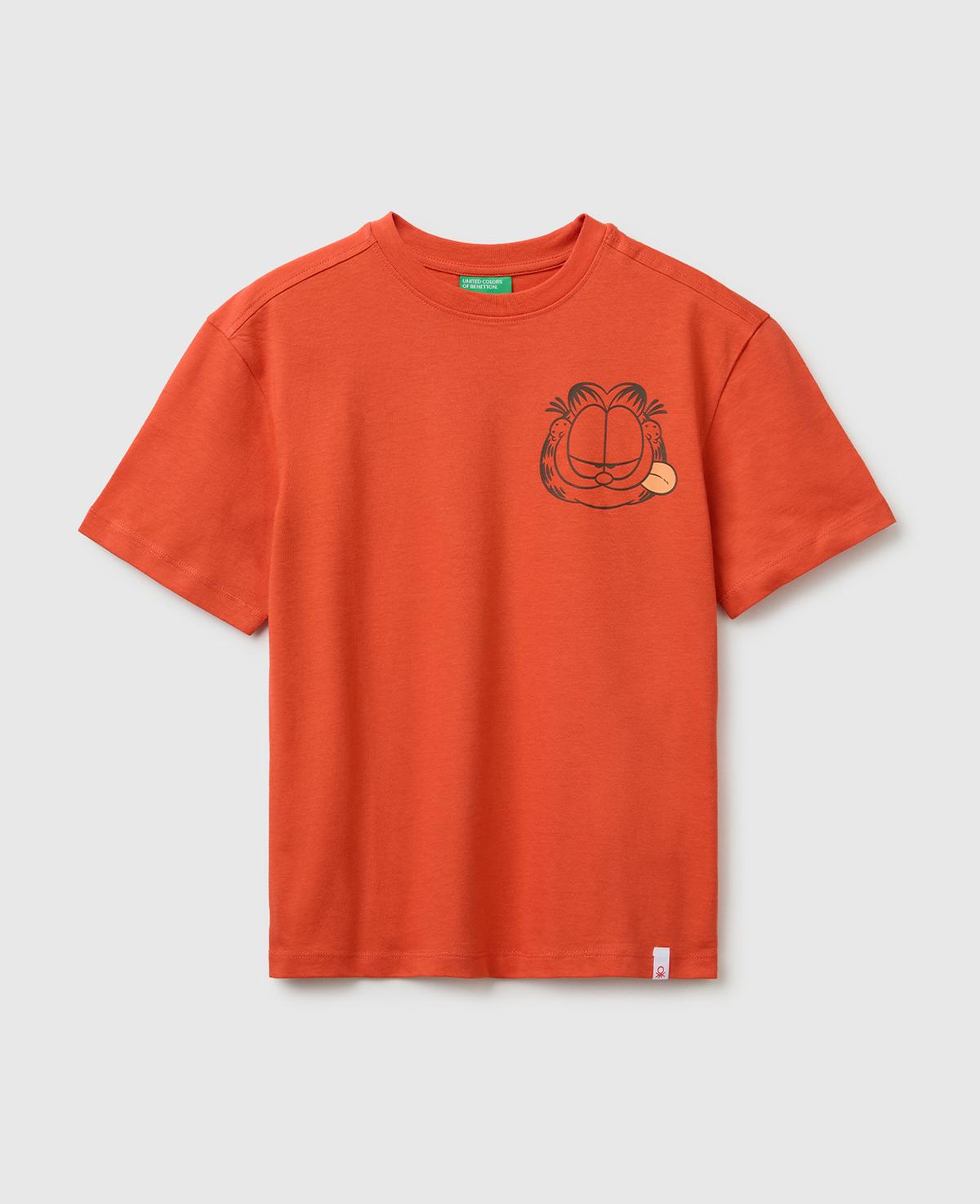 Erkek Çocuk Kırmızı Garfield Baskı Detaylı Yuvarlak Yaka T-Shirt