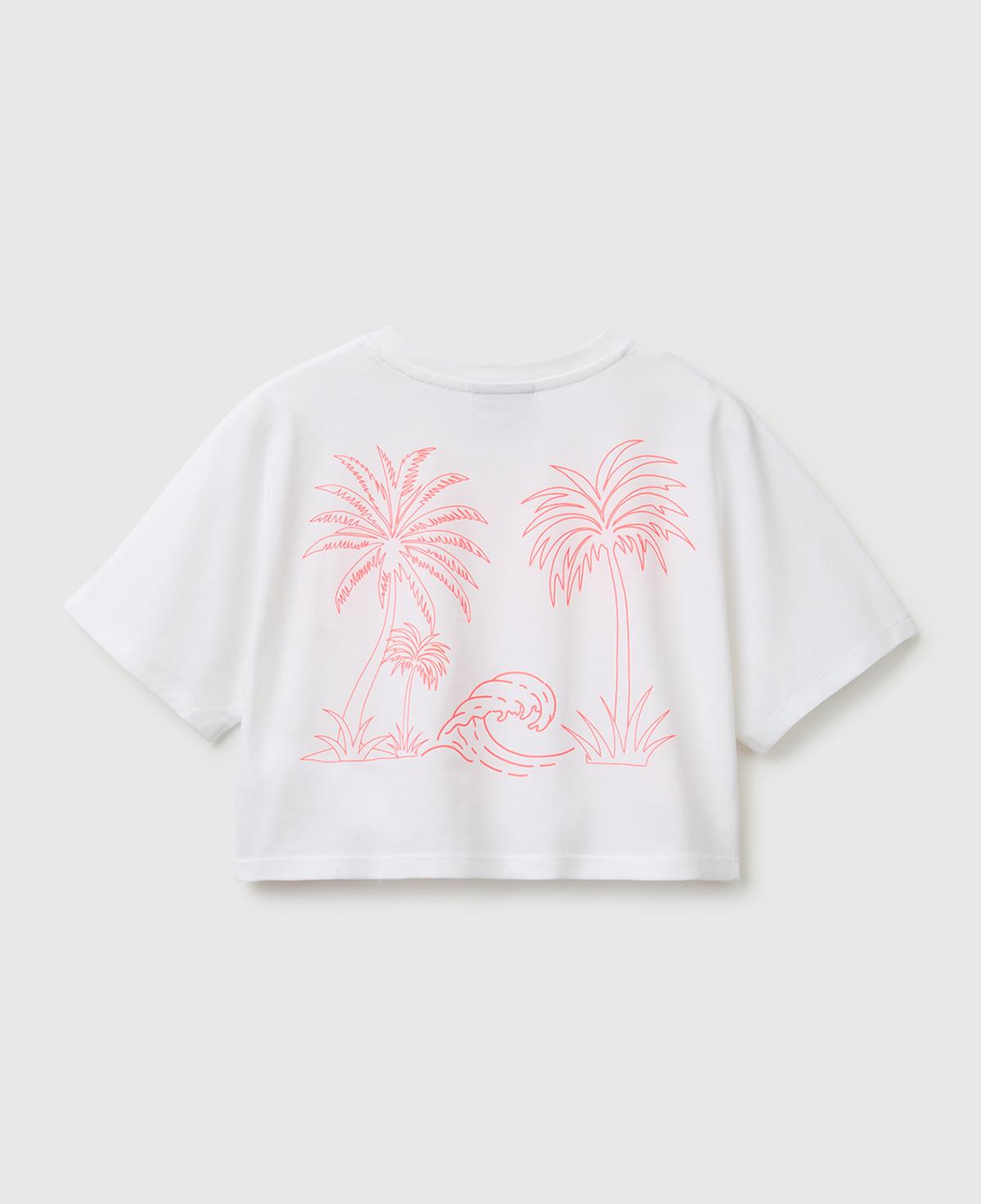 Kız Çocuk Beyaz Lilo & Stitch Baskı Detaylı Crop T-Shirt