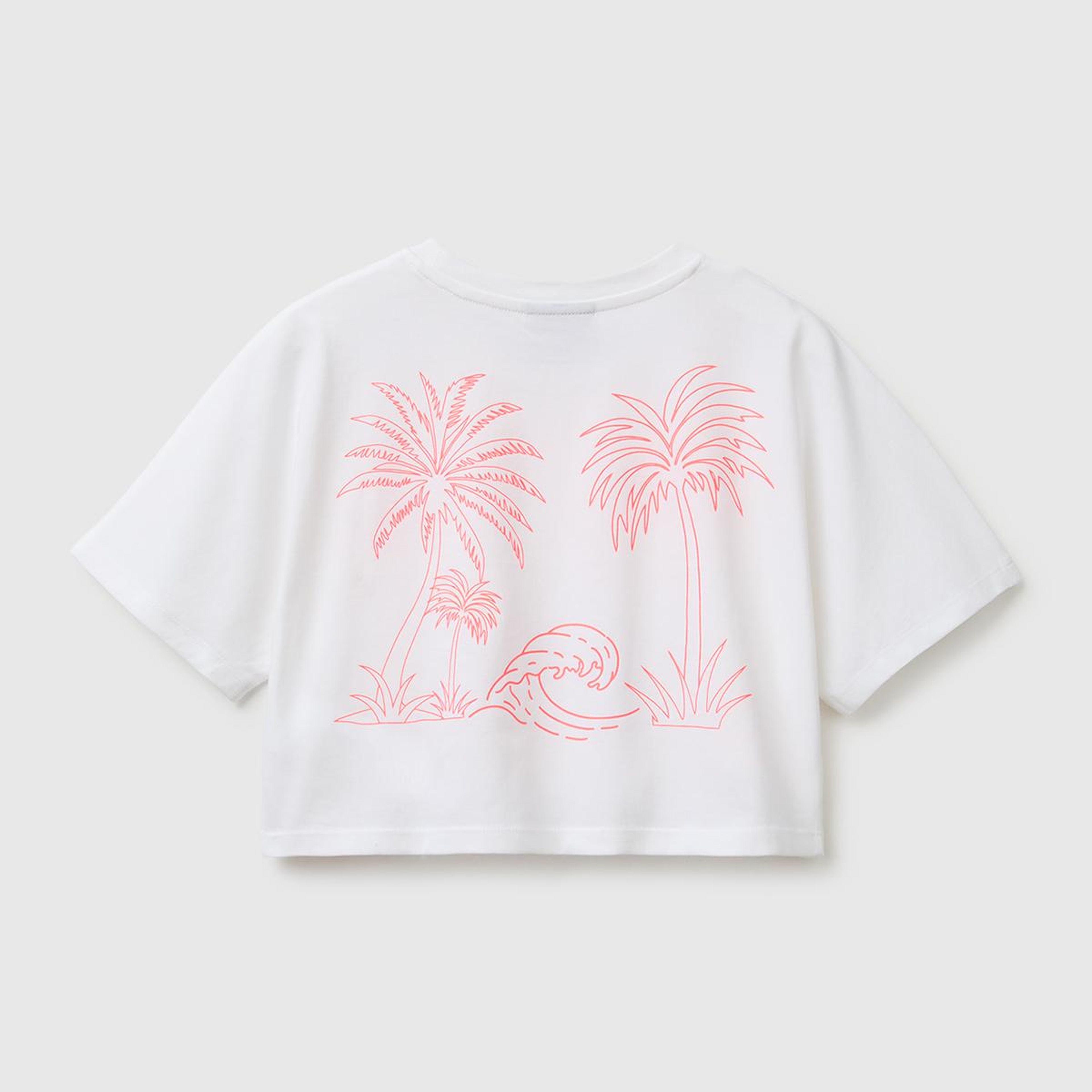 Kız Çocuk Beyaz Lilo & Stitch Baskı Detaylı Crop T-Shirt