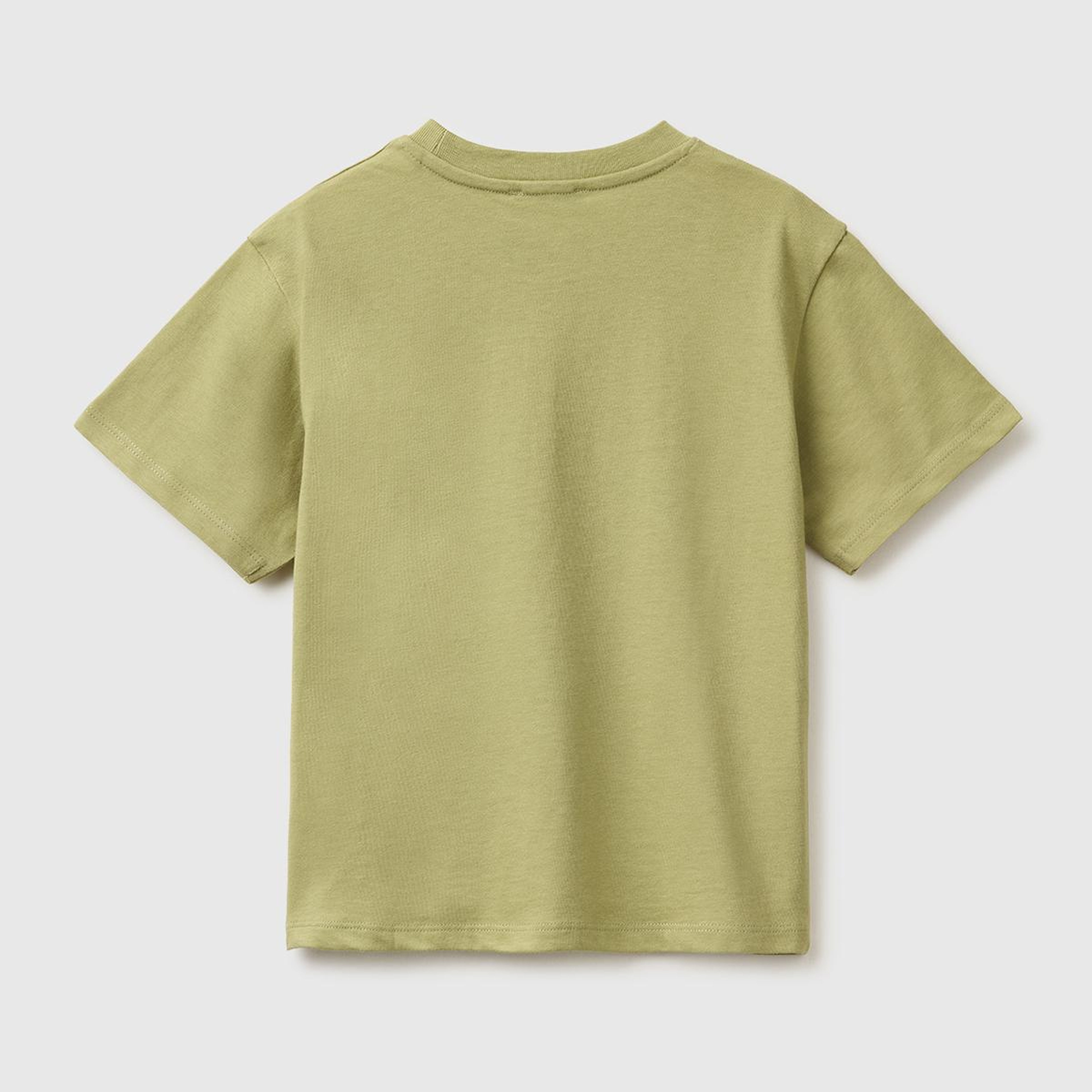 Erkek Çocuk Haki Baskı ve Aplike Detaylı Bisiklet Yaka T-Shirt