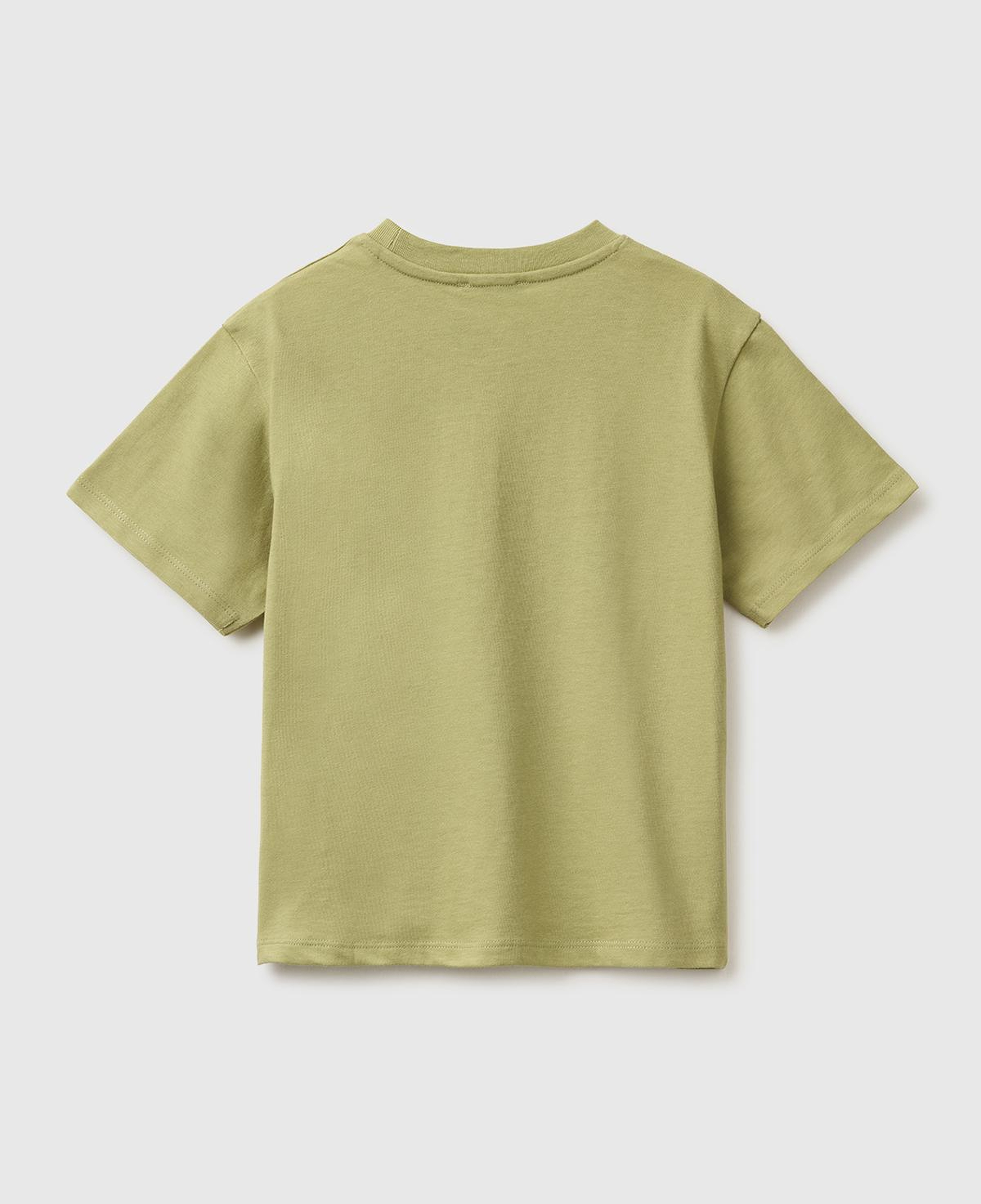Erkek Çocuk Haki Baskı ve Aplike Detaylı Bisiklet Yaka T-Shirt