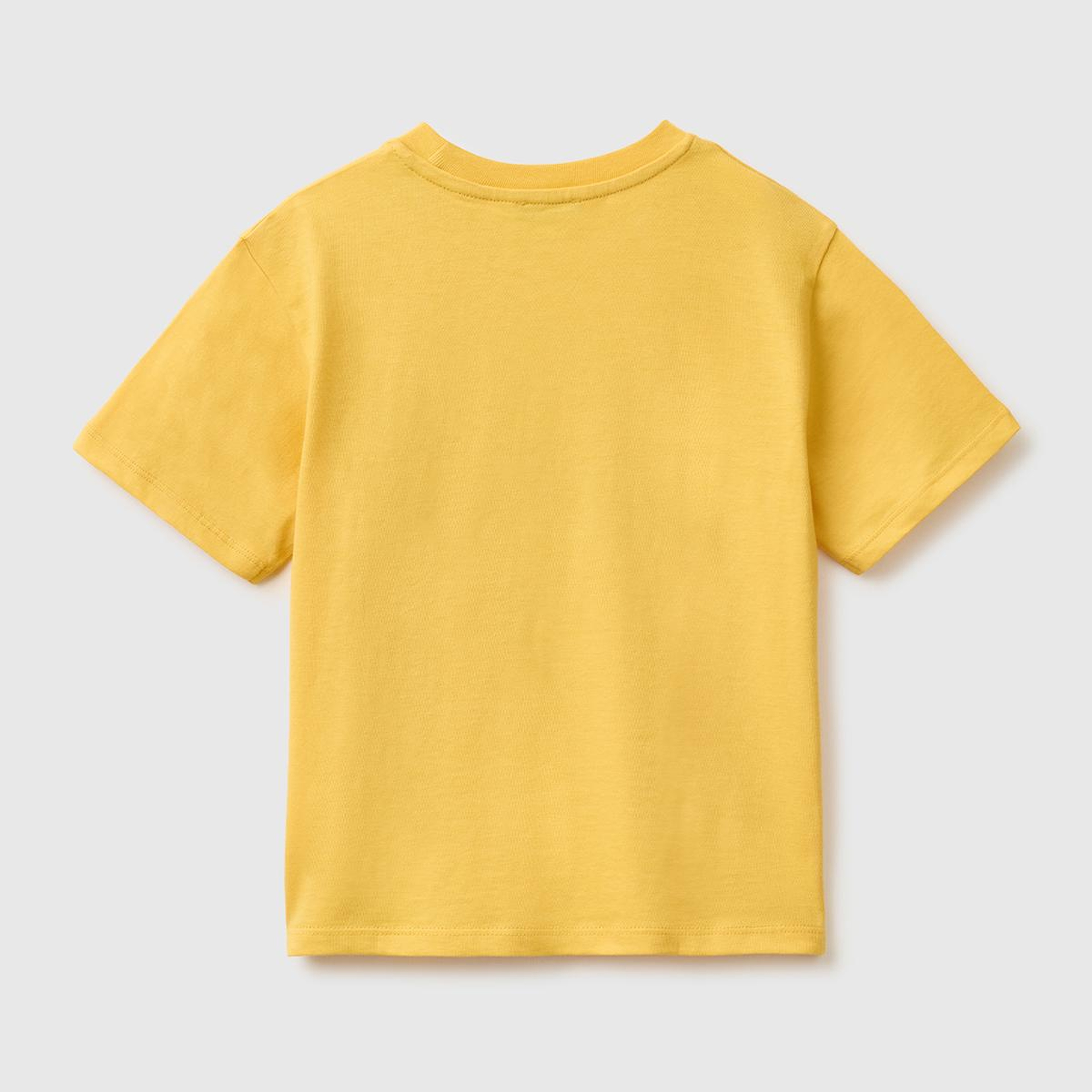 Erkek Çocuk Hardal Sarısı Baskı ve Aplike Detaylı Bisiklet Yaka T-Shirt