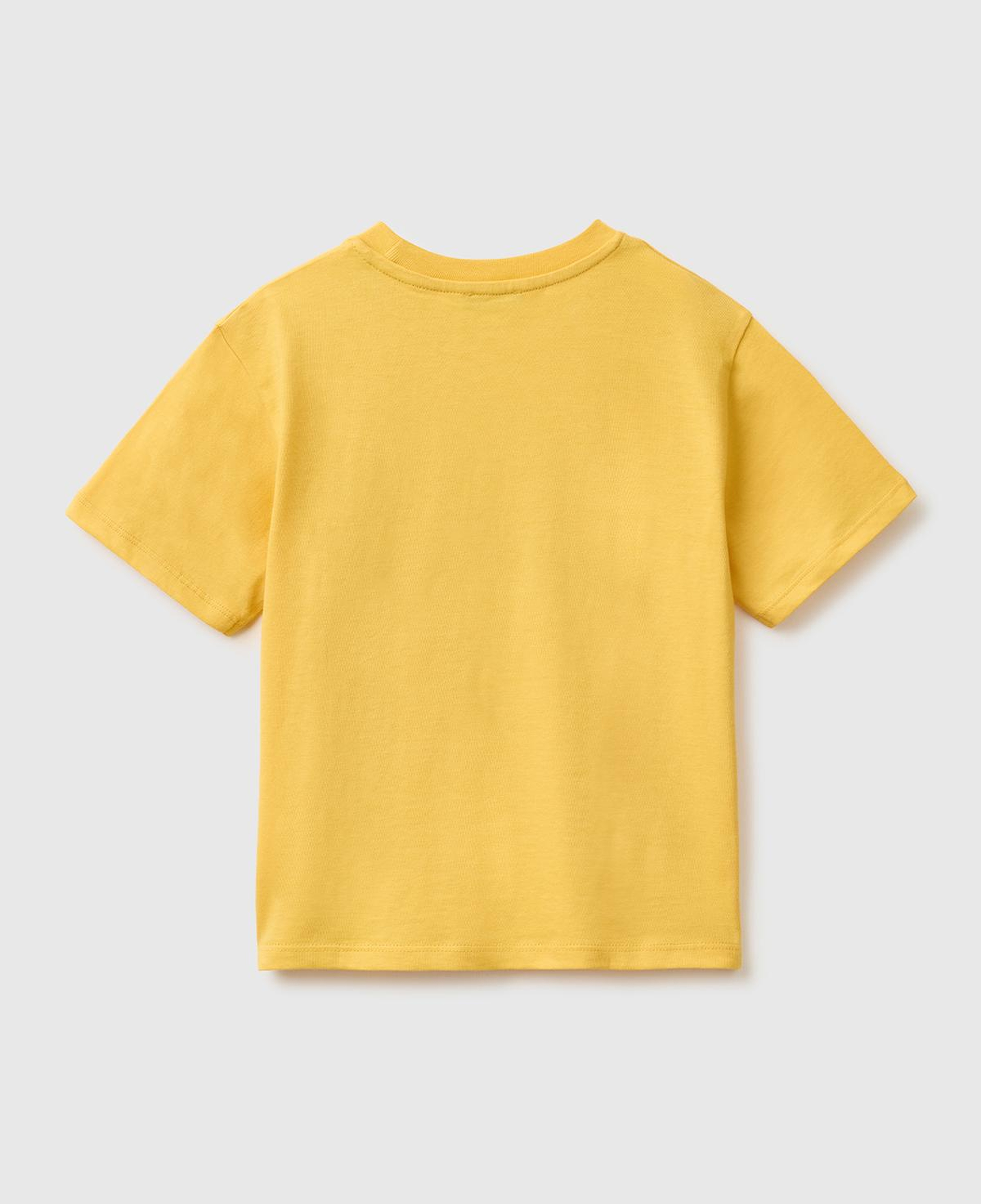 Erkek Çocuk Hardal Sarısı Baskı ve Aplike Detaylı Bisiklet Yaka T-Shirt