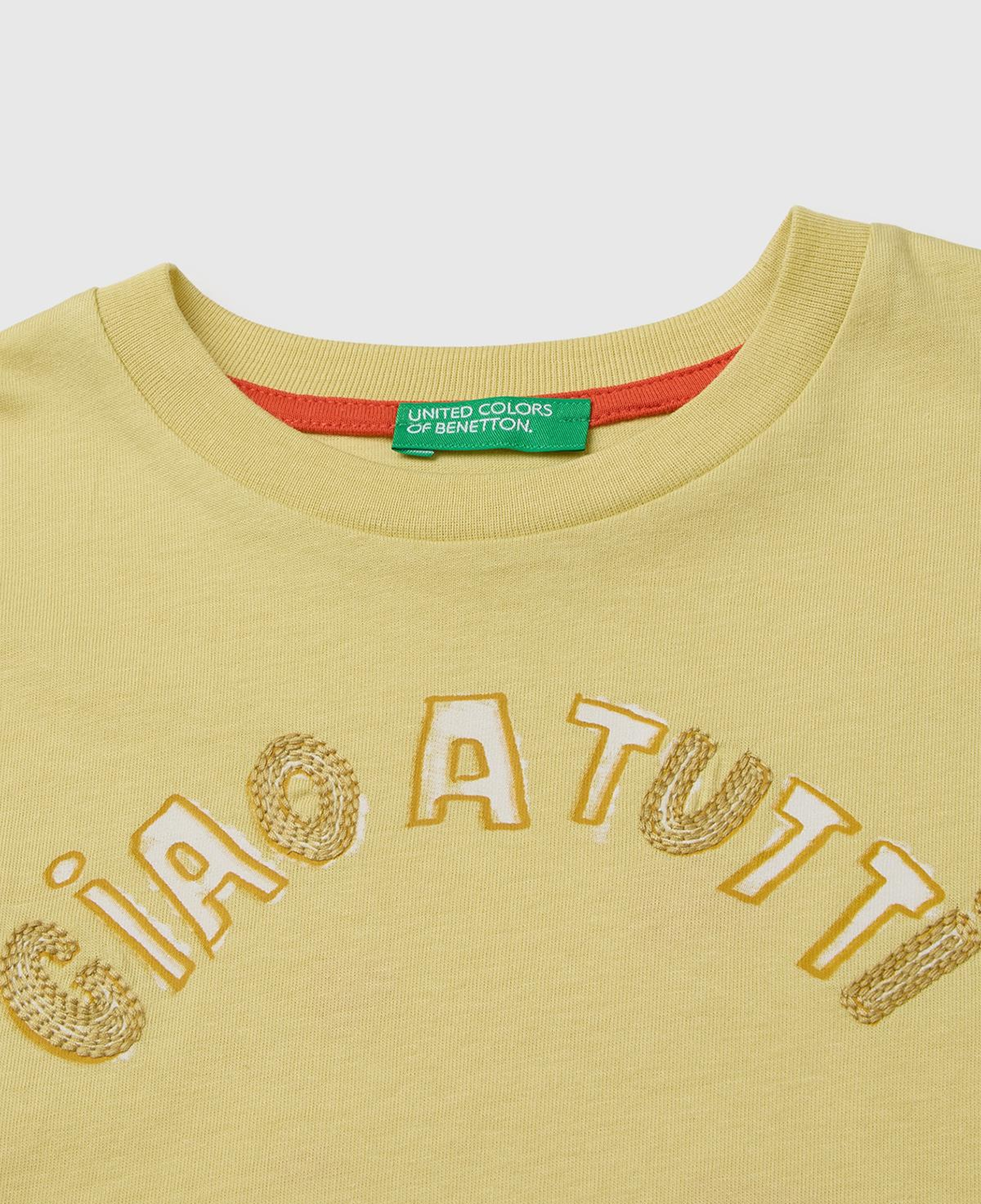 Erkek Çocuk Sarı Ön ve Arka Baskı İşleme Detaylı T-Shirt