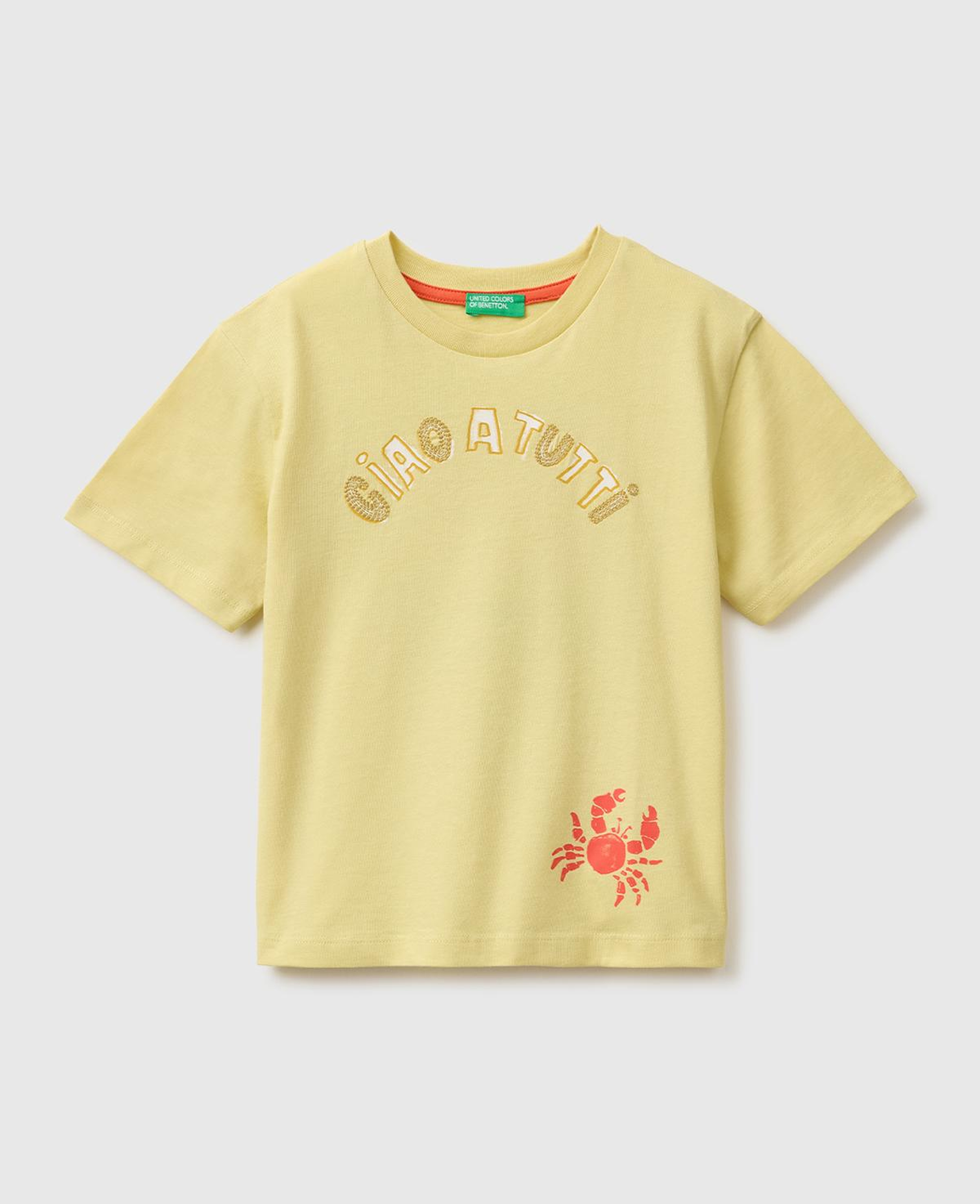 Erkek Çocuk Sarı Ön ve Arka Baskı İşleme Detaylı T-Shirt
