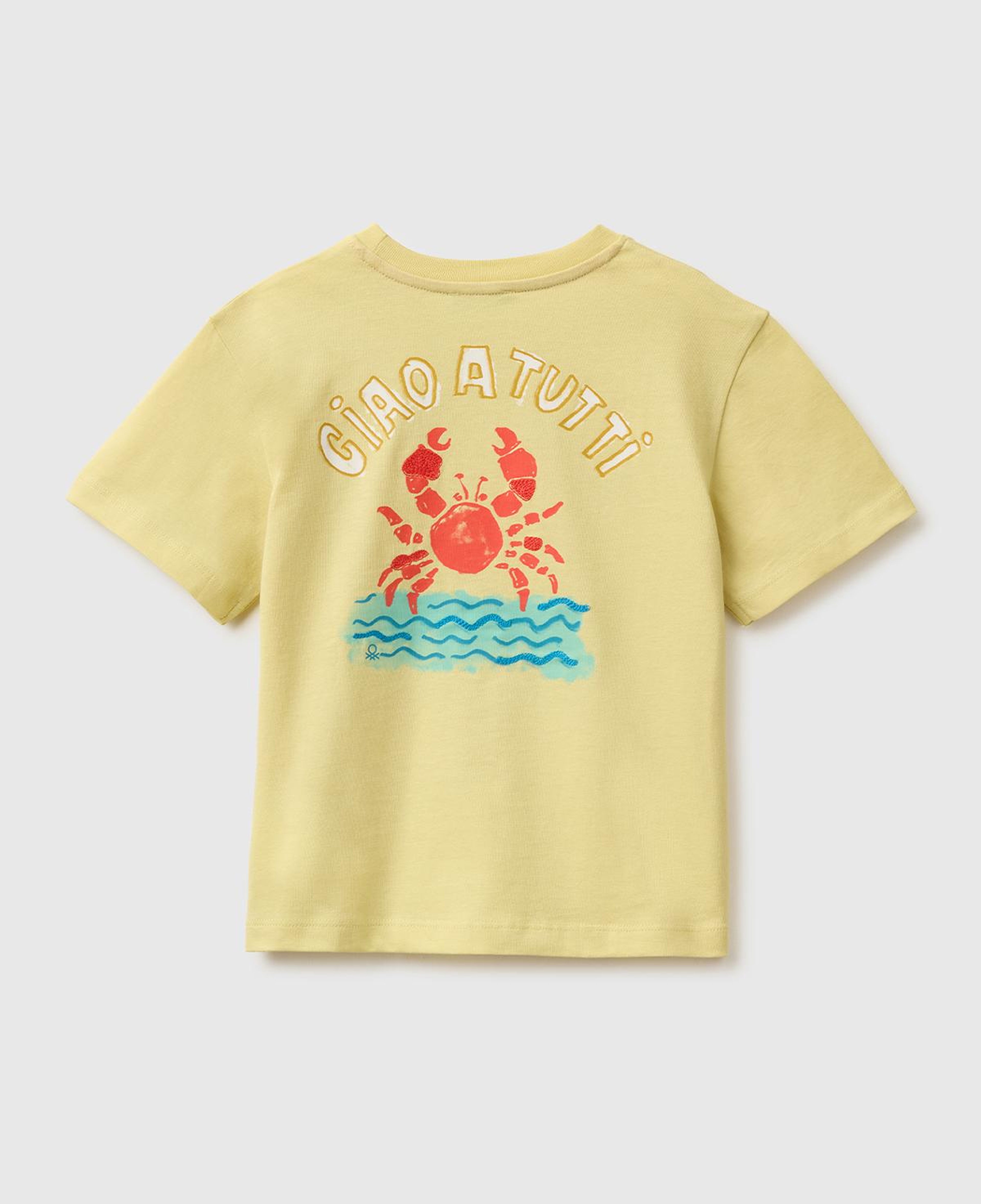 Erkek Çocuk Sarı Ön ve Arka Baskı İşleme Detaylı T-Shirt