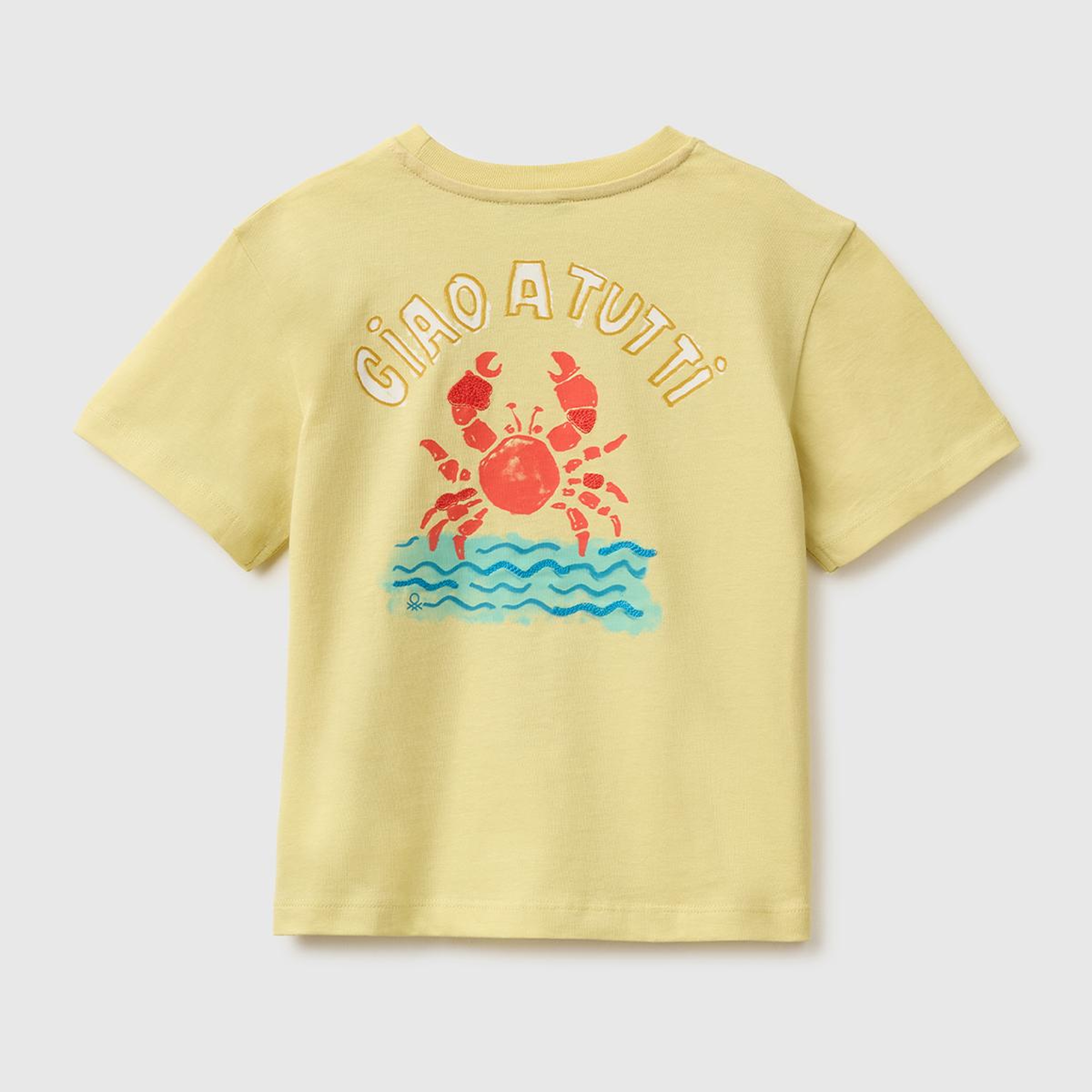 Erkek Çocuk Sarı Ön ve Arka Baskı İşleme Detaylı T-Shirt