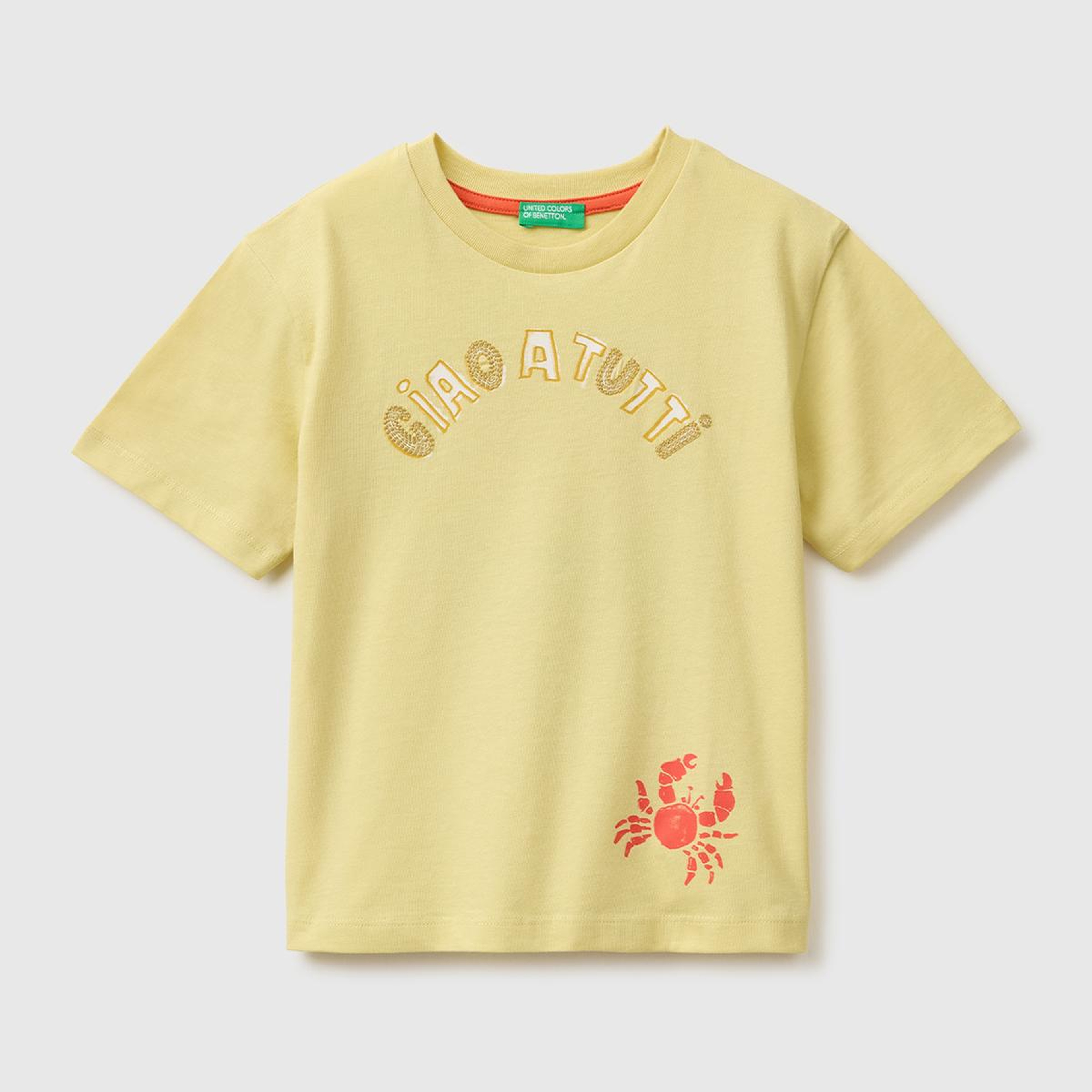 Erkek Çocuk Sarı Ön ve Arka Baskı İşleme Detaylı T-Shirt
