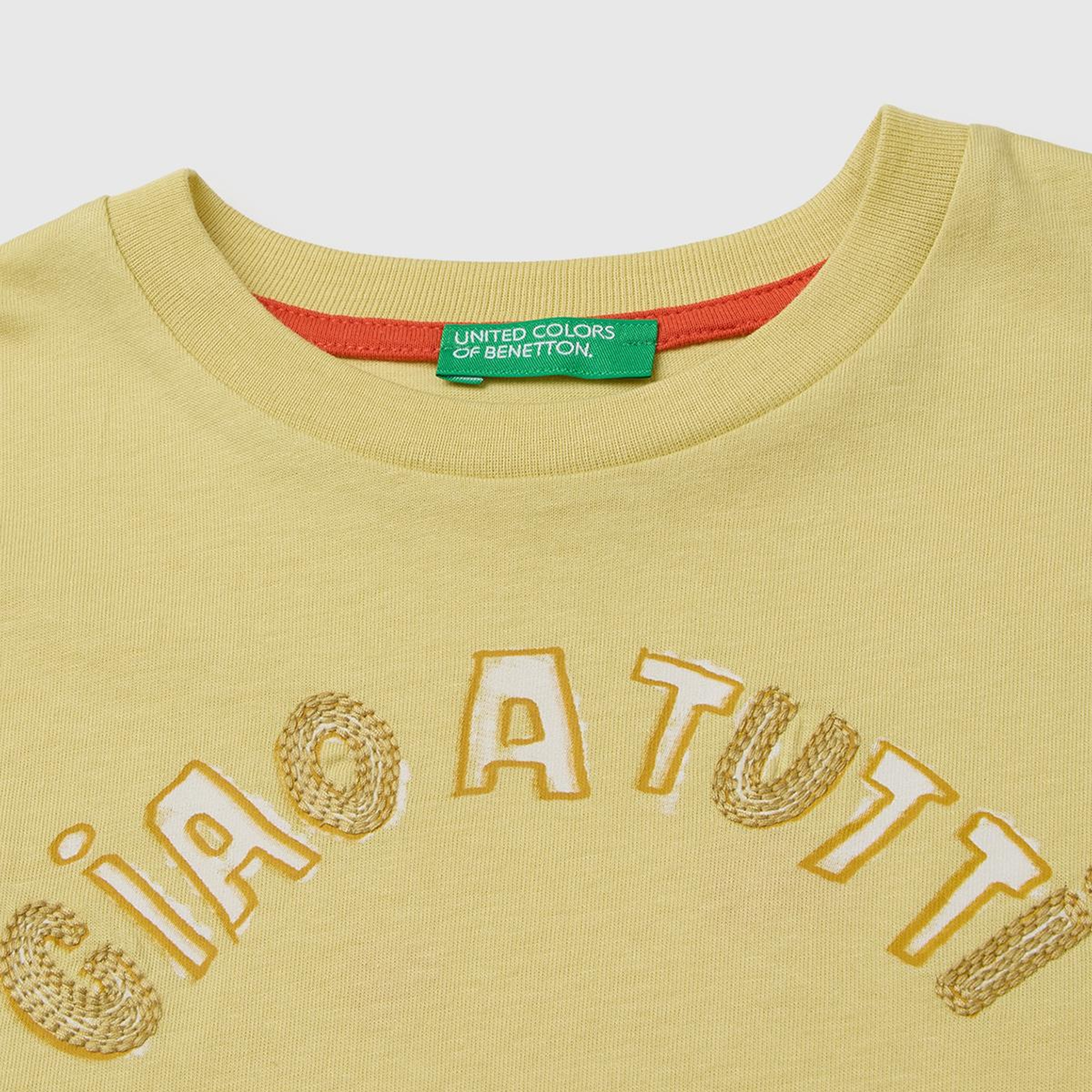 Erkek Çocuk Sarı Ön ve Arka Baskı İşleme Detaylı T-Shirt
