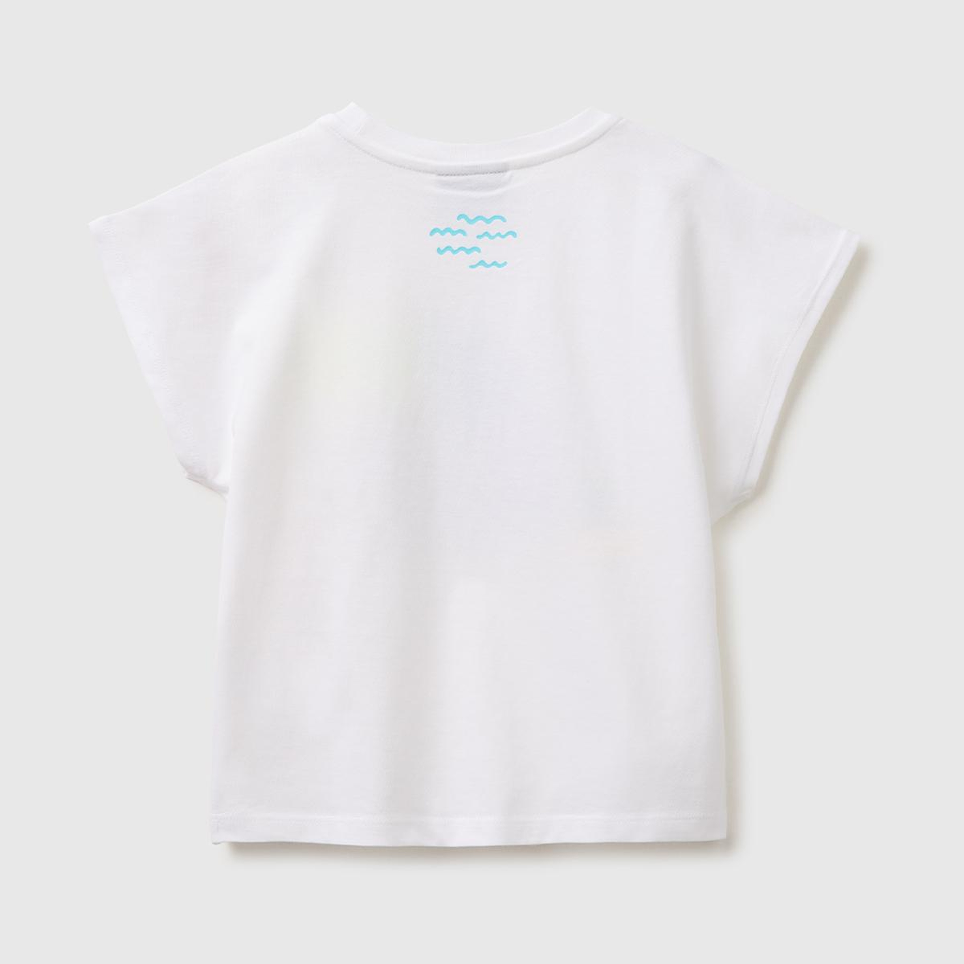 Kız Çocuk Beyaz Lilo & Stitch Baskı Detaylı Bisiklet Yaka T-Shirt