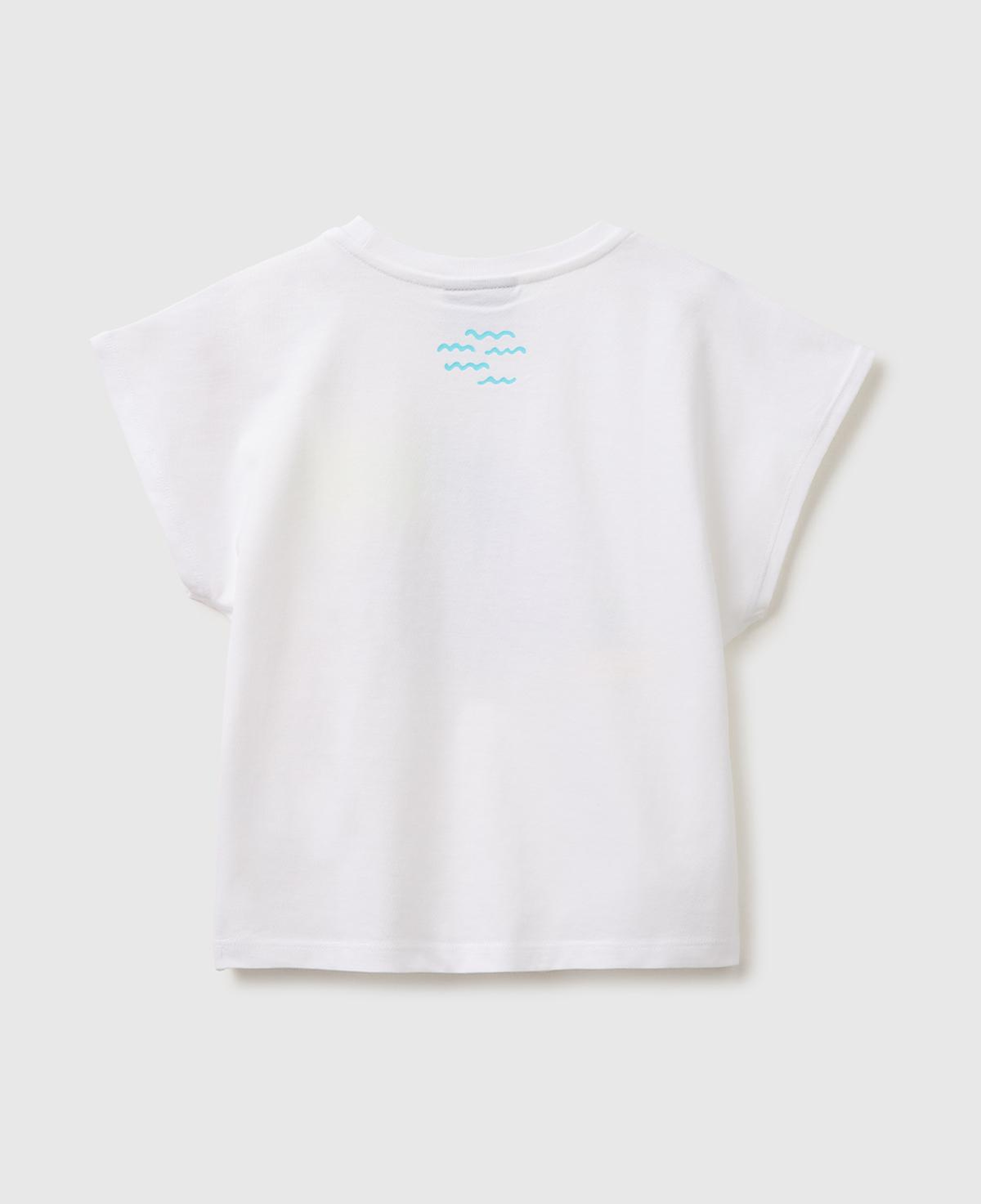 Kız Çocuk Beyaz Lilo & Stitch Baskı Detaylı Bisiklet Yaka T-Shirt
