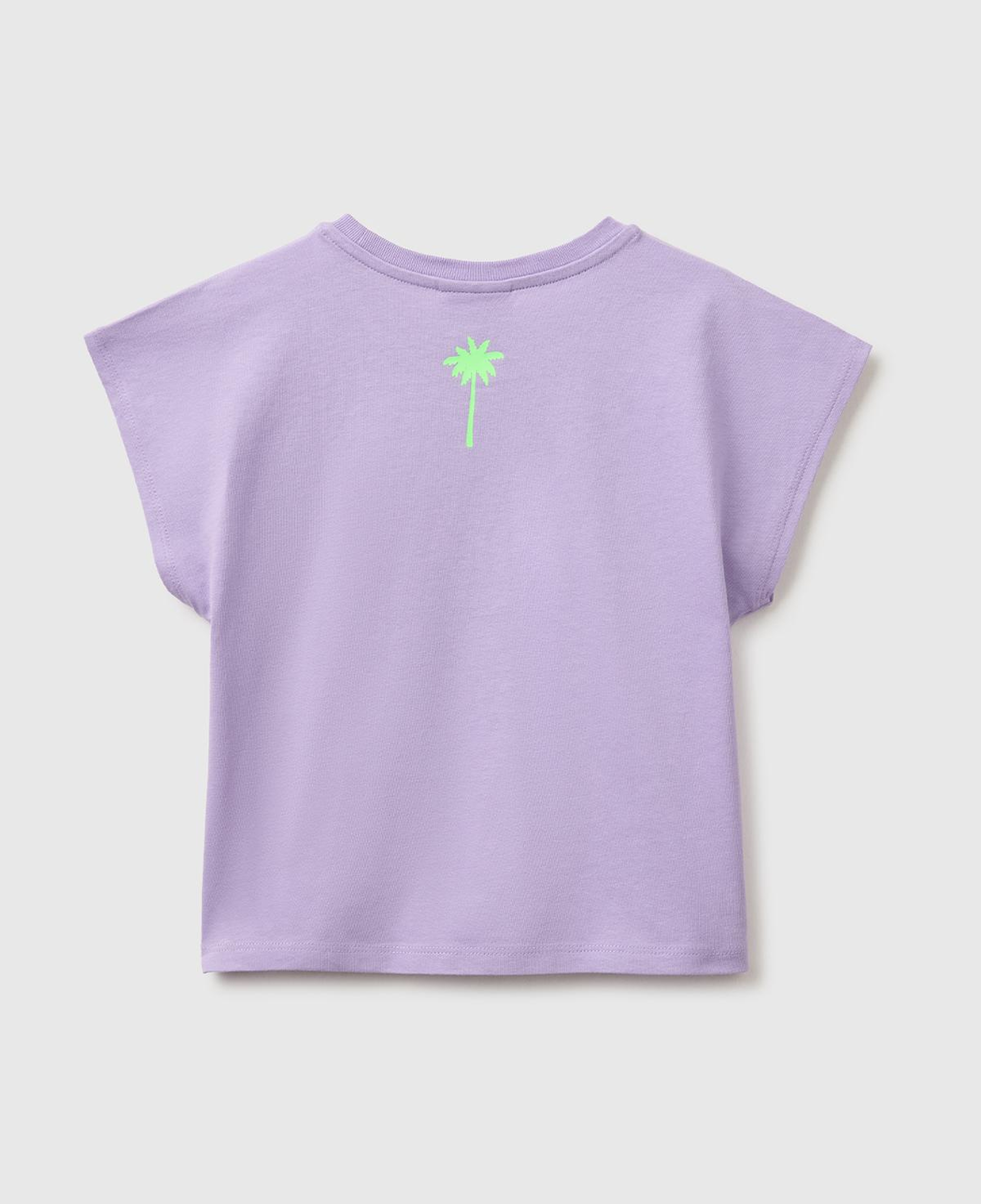 Kız Çocuk Lila Lilo & Stitch Baskı Detaylı Bisiklet Yaka T-Shirt