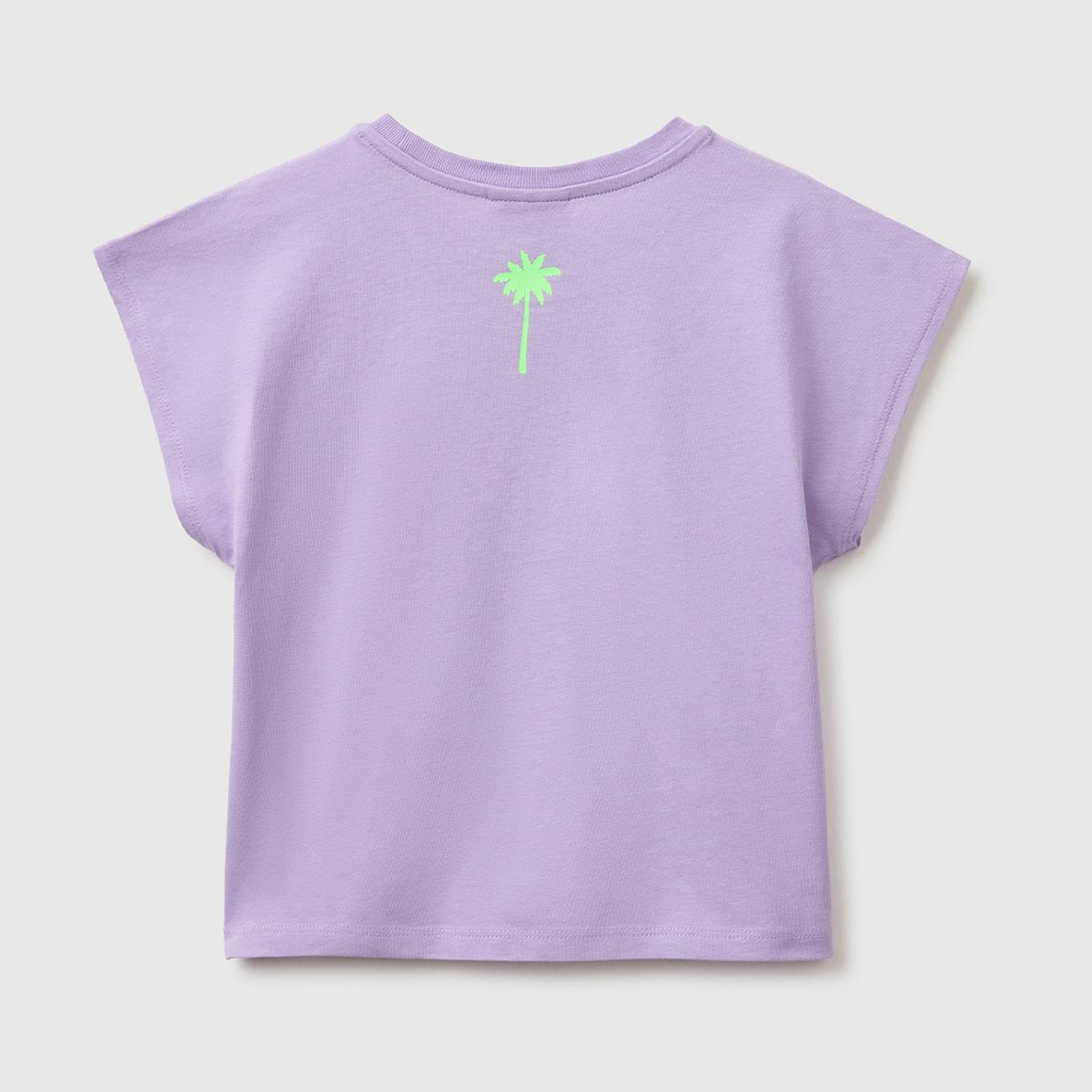 Kız Çocuk Lila Lilo & Stitch Baskı Detaylı Bisiklet Yaka T-Shirt