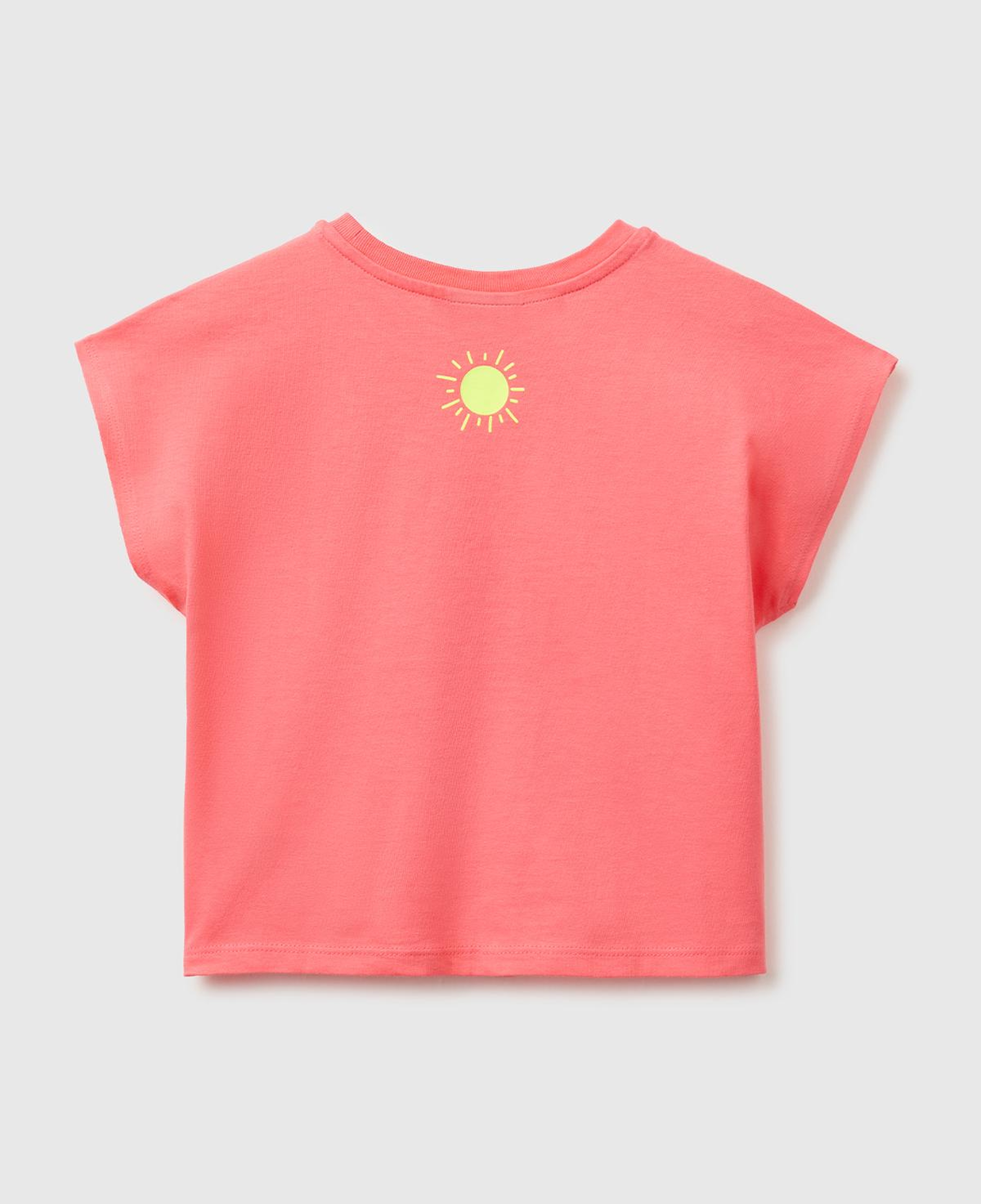 Kız Çocuk Mercan Lilo & Stitch Baskı Detaylı Bisiklet Yaka T-Shirt