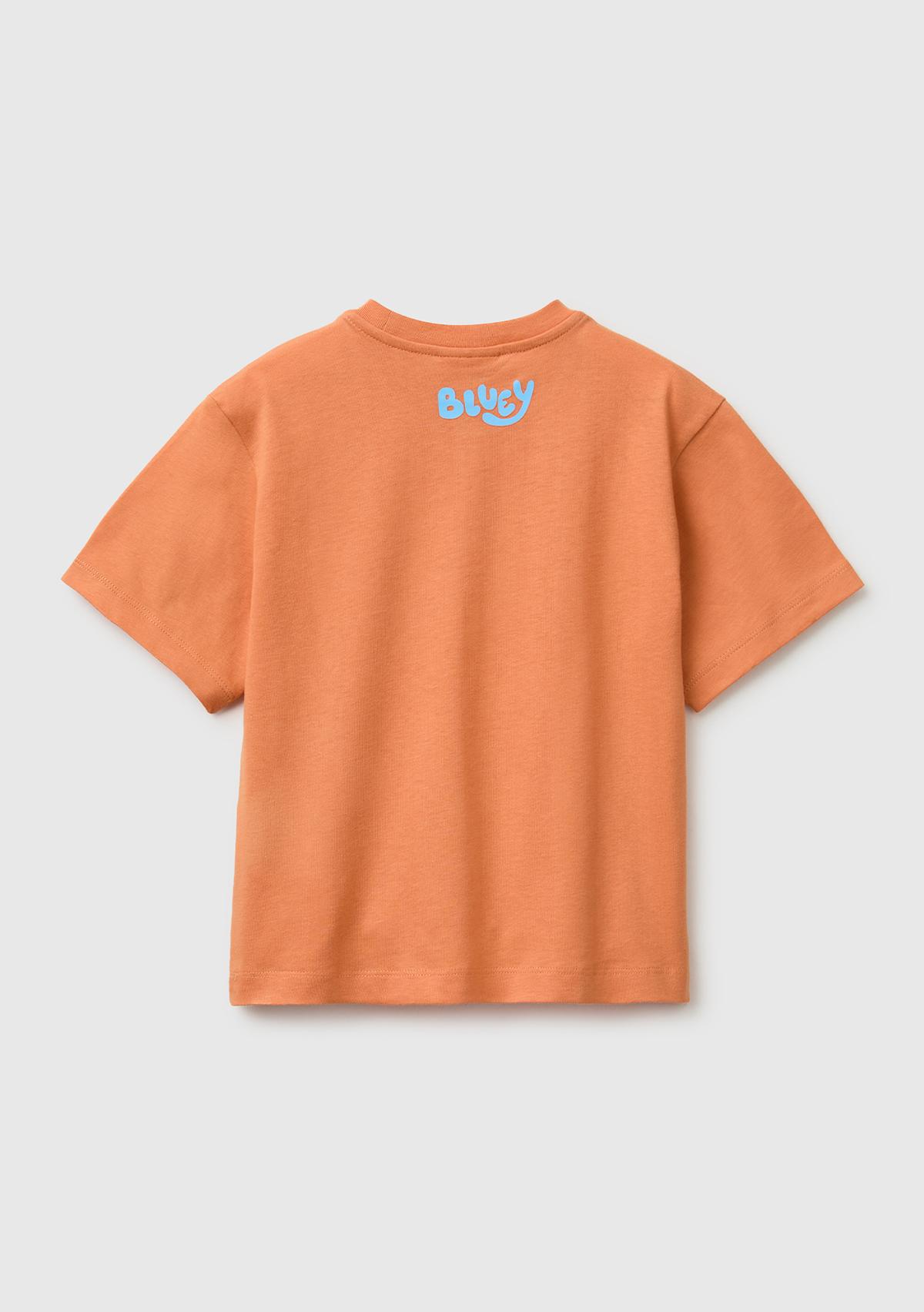 Erkek Çocuk Turuncu Bluey Baskı Detaylı Yuvarlak Yaka T-Shirt