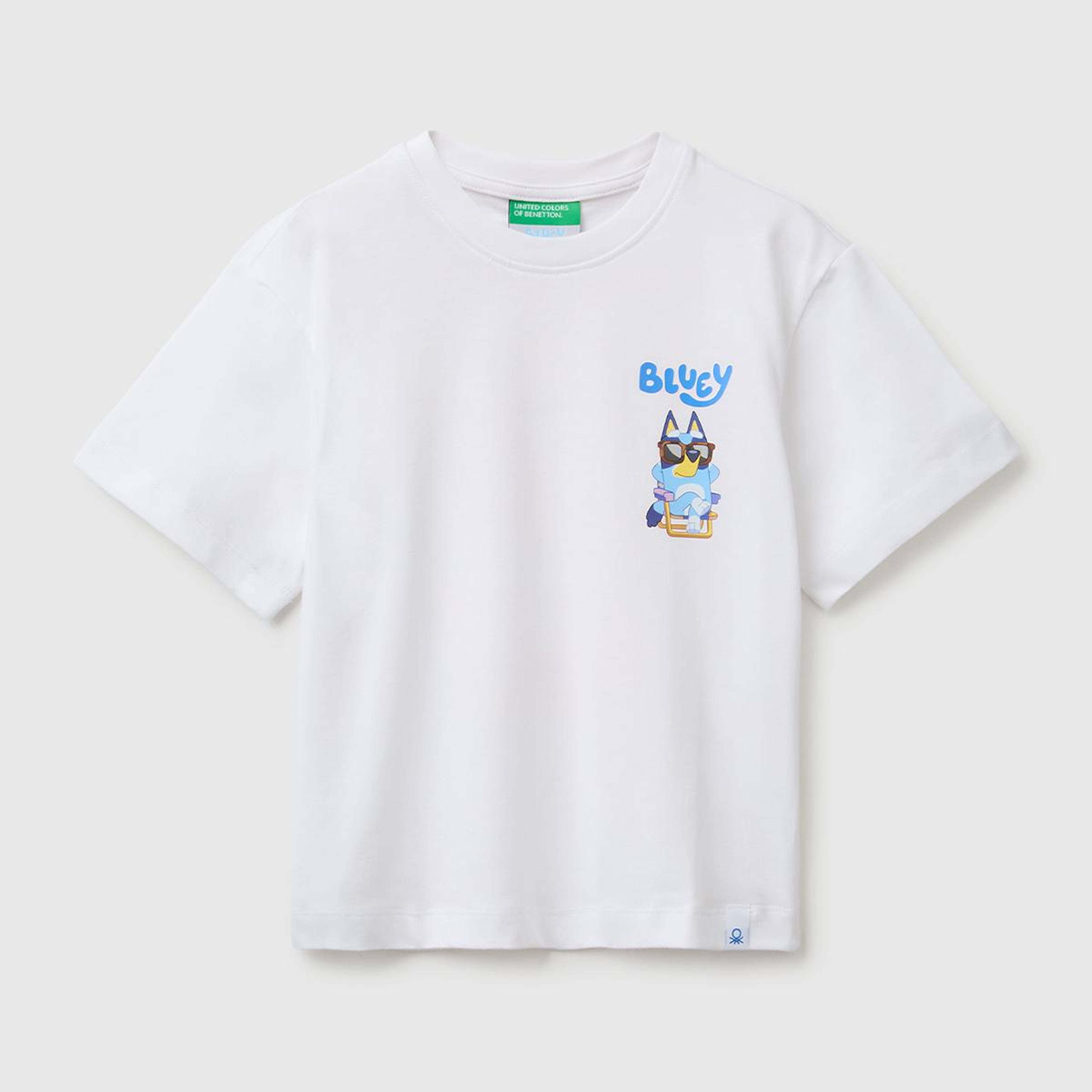Erkek Çocuk Beyaz Bluey Baskı Detaylı Yuvarlak Yaka T-Shirt