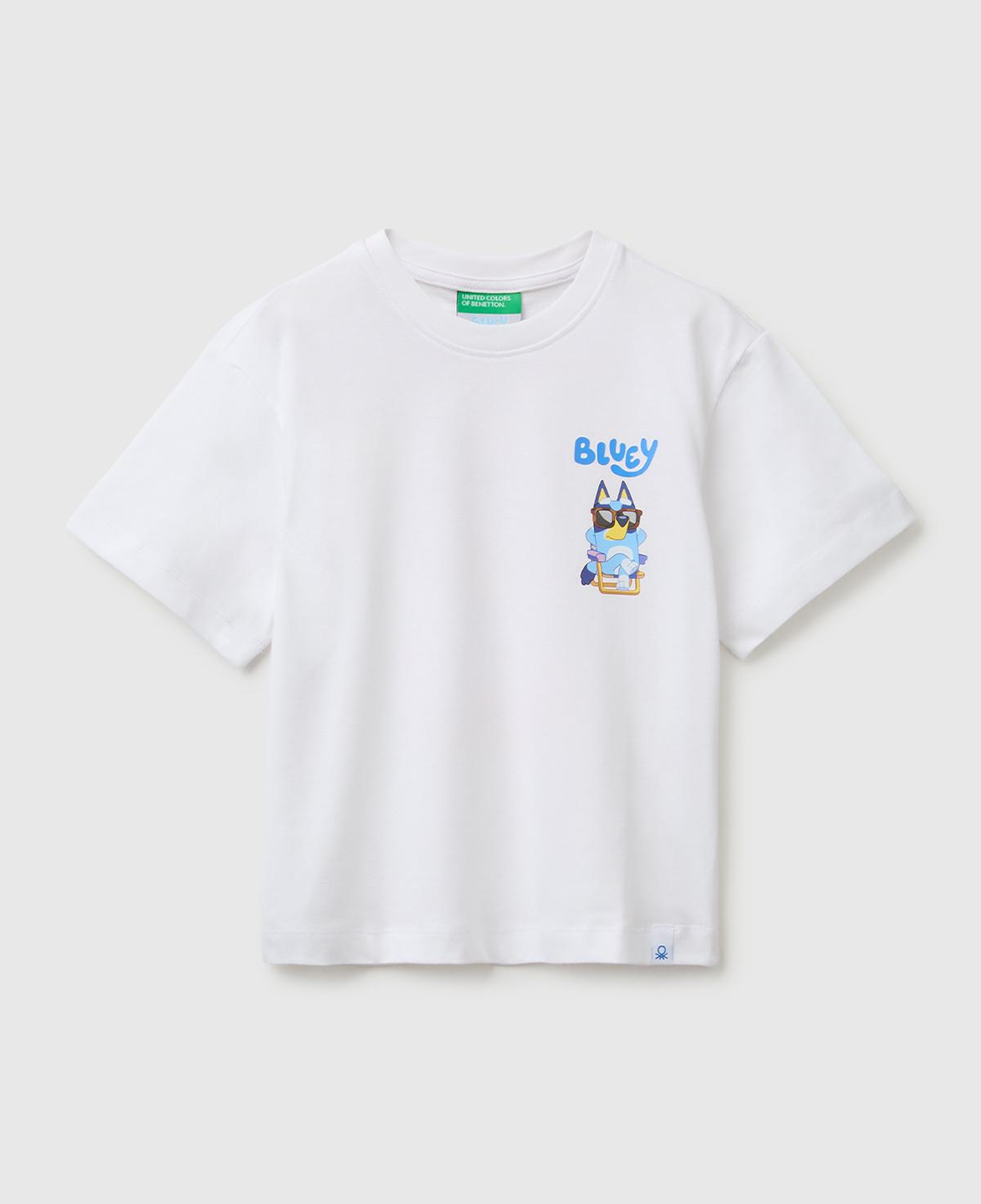 Erkek Çocuk Beyaz Bluey Baskı Detaylı Yuvarlak Yaka T-Shirt
