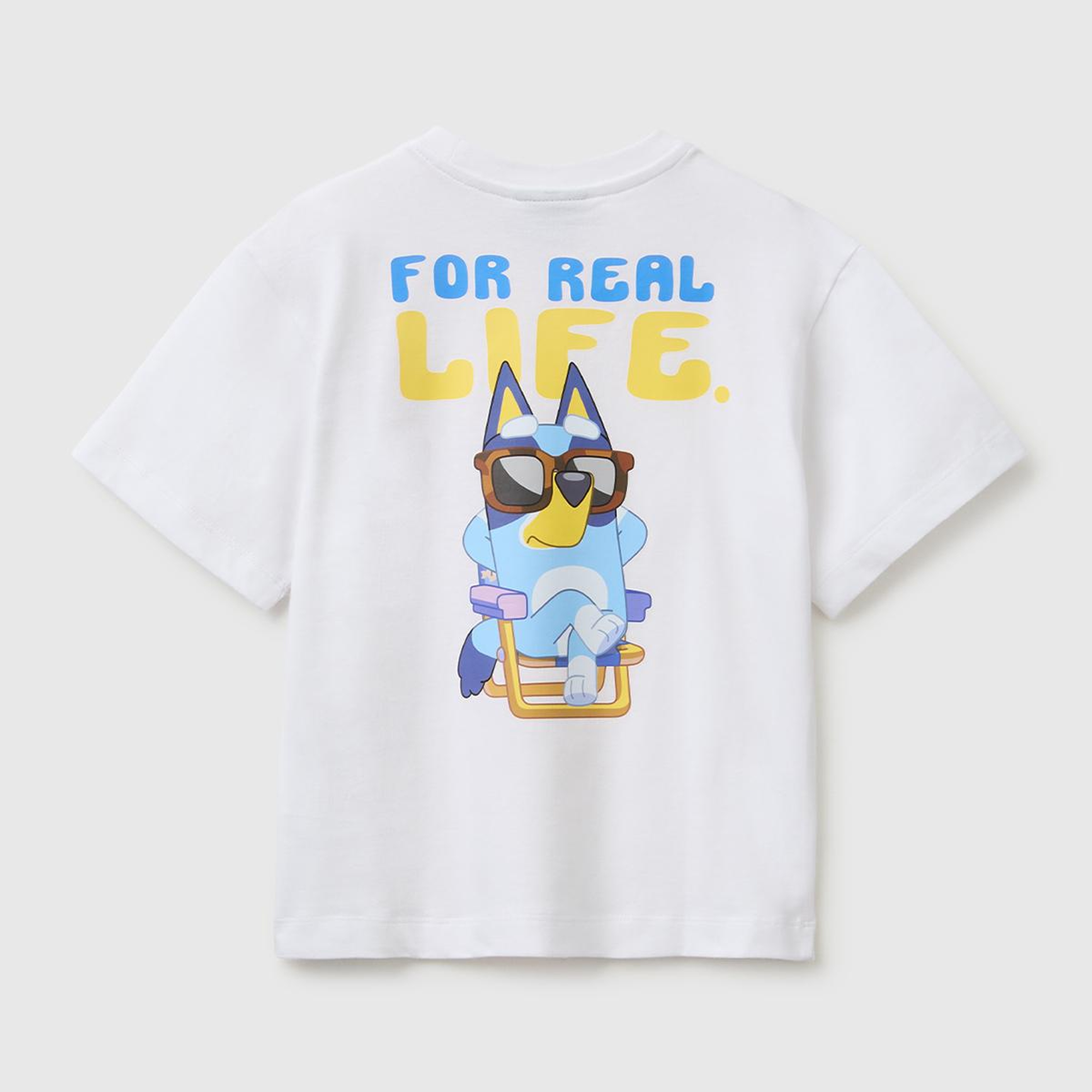 Erkek Çocuk Beyaz Bluey Baskı Detaylı Yuvarlak Yaka T-Shirt