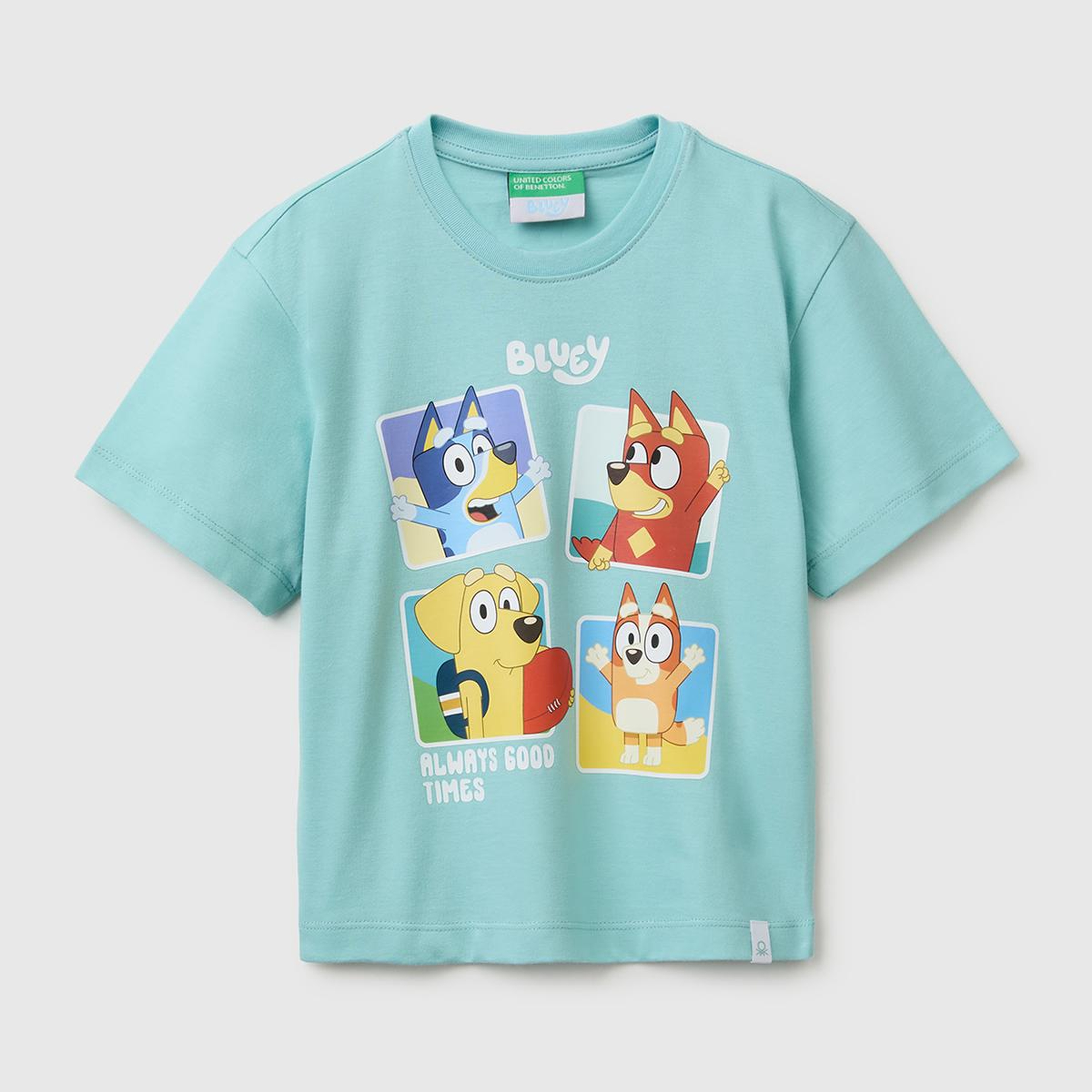 Erkek Çocuk Su yeşili Bluey Baskı Detaylı Yuvarlak Yaka T-Shirt