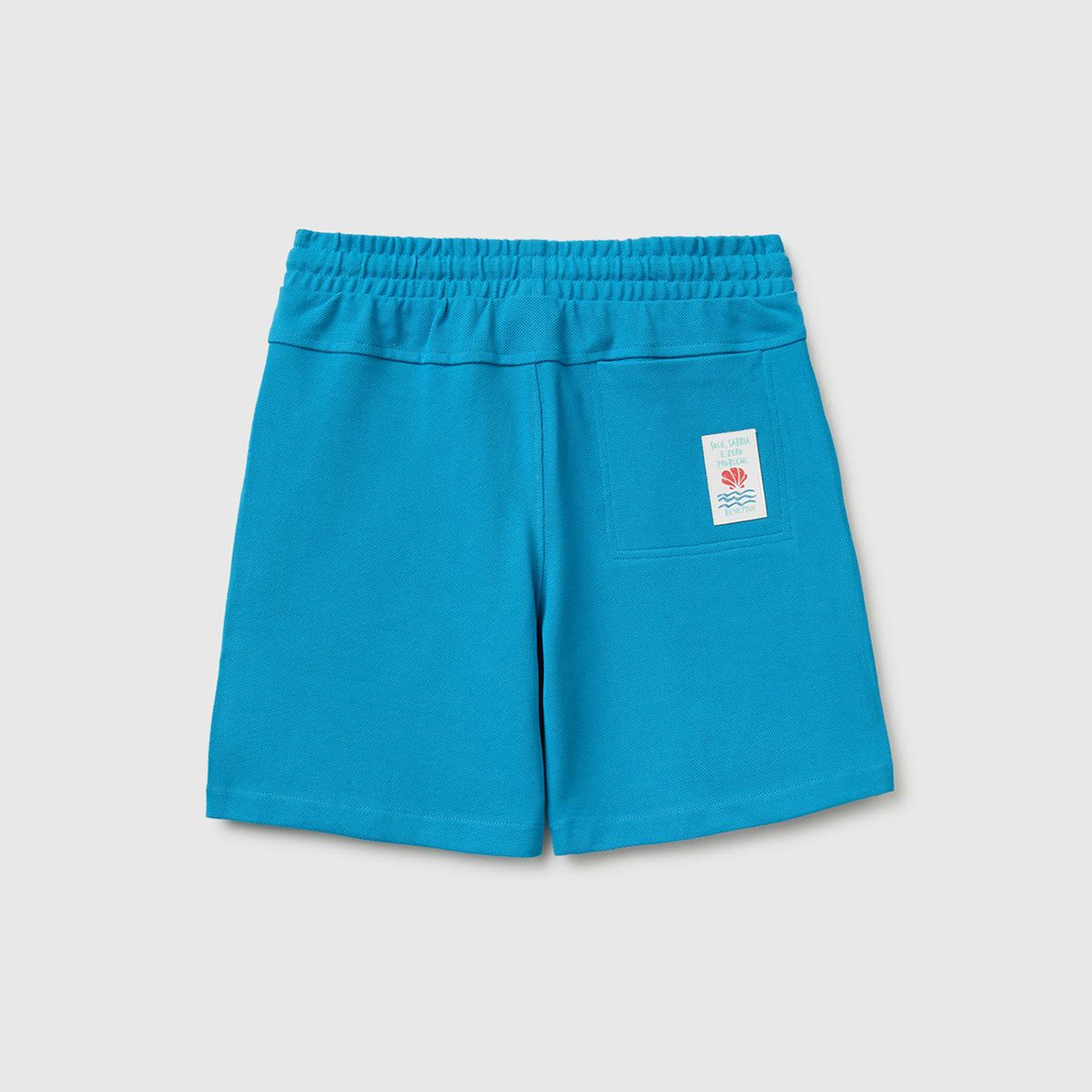 Erkek Çocuk Mavi Beli Lastikli Relaxed Fit Bermuda Şort