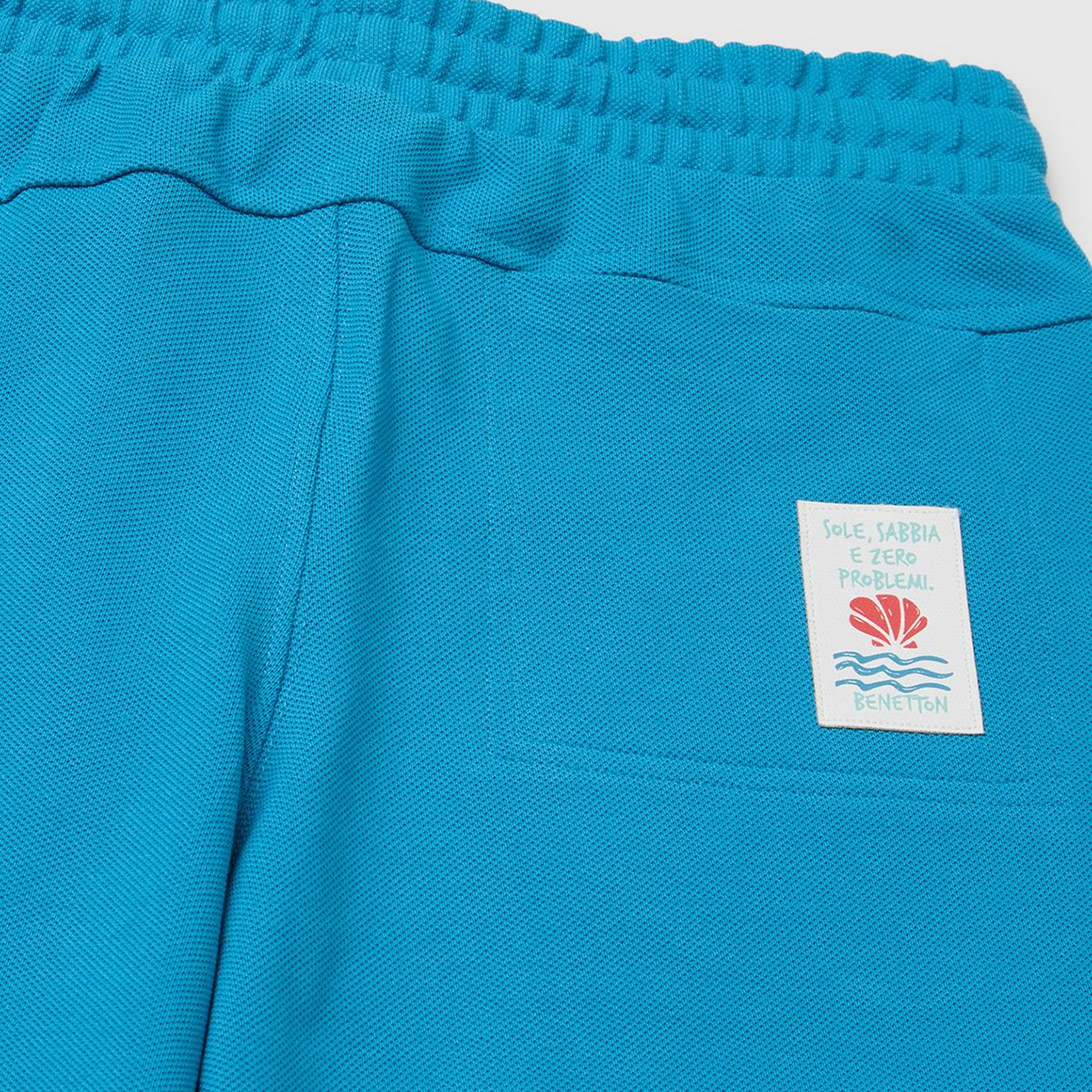 Erkek Çocuk Mavi Beli Lastikli Relaxed Fit Bermuda Şort